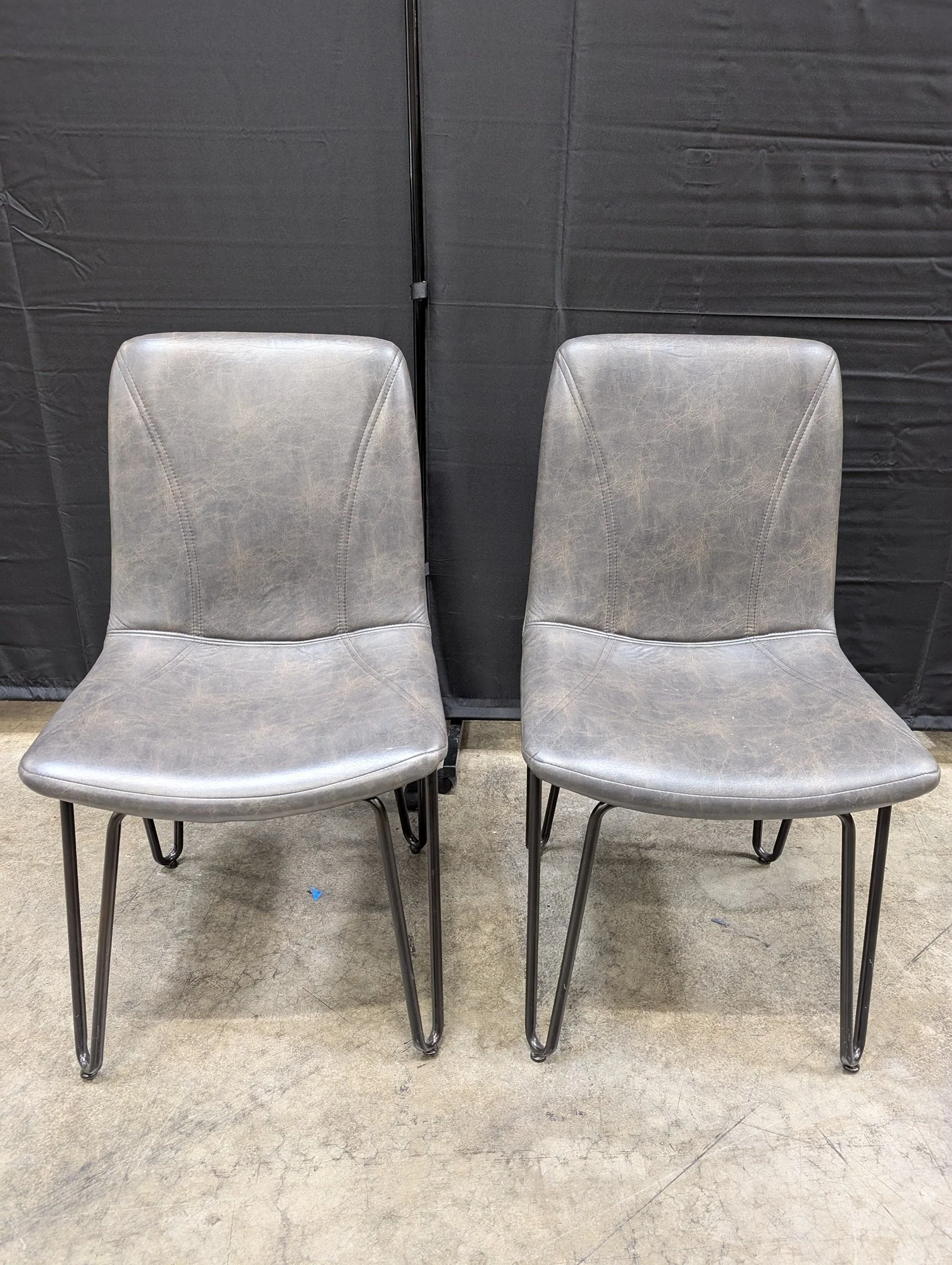 Pair of COASTER Fine Furniture Grey Upholstered Dining Chairs with Hairpin Legs
