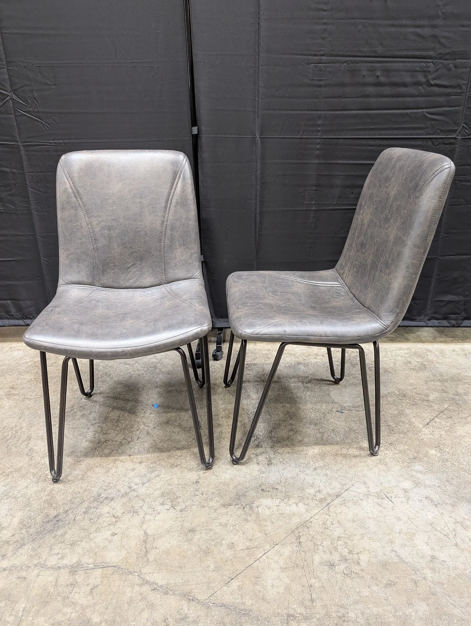 Pair of COASTER Fine Furniture Grey Upholstered Dining Chairs with Hairpin Legs - Image 3