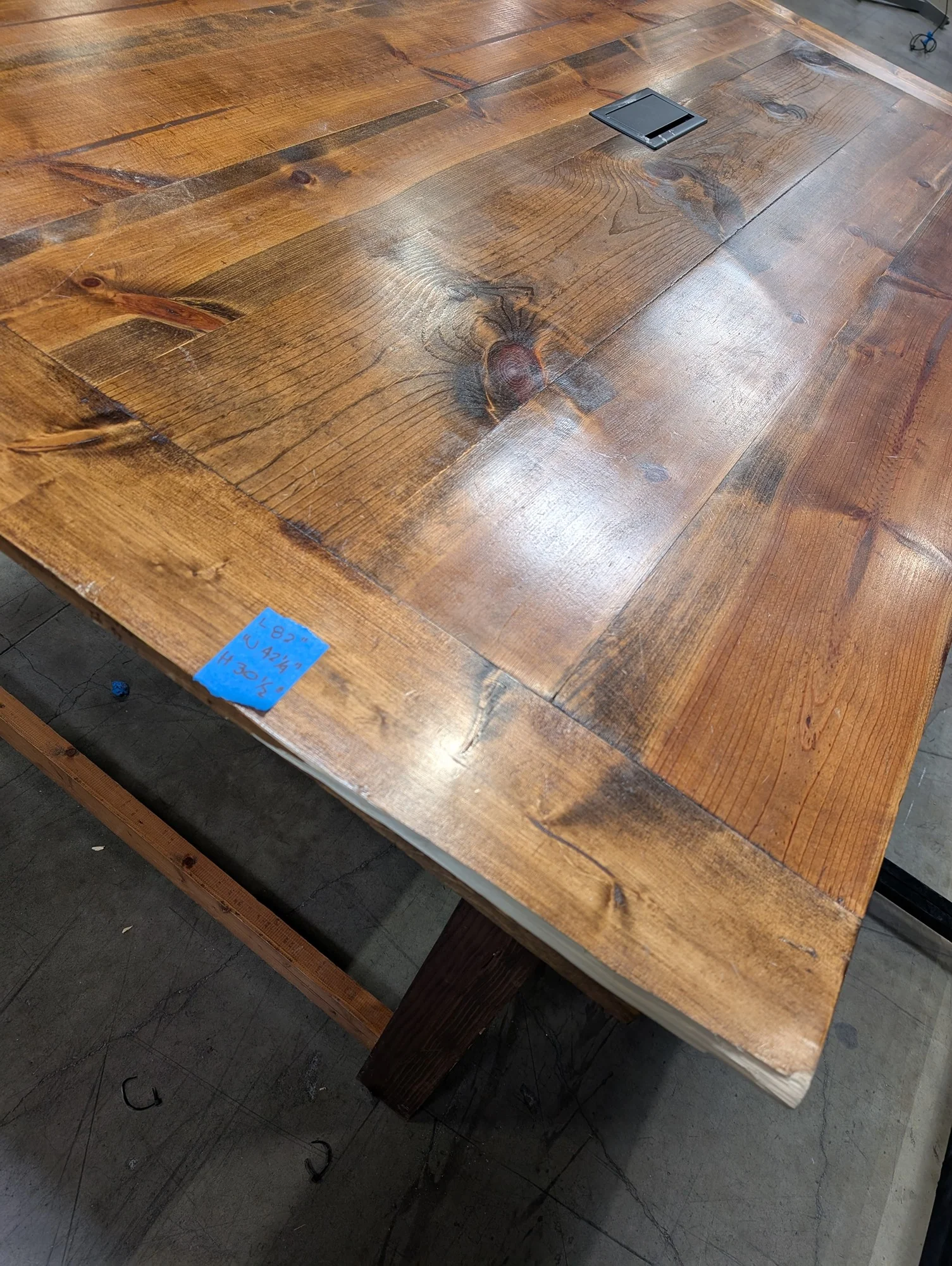 Rustic Wood Conference Table with Integrated Extron Cable Cubby - Image 2