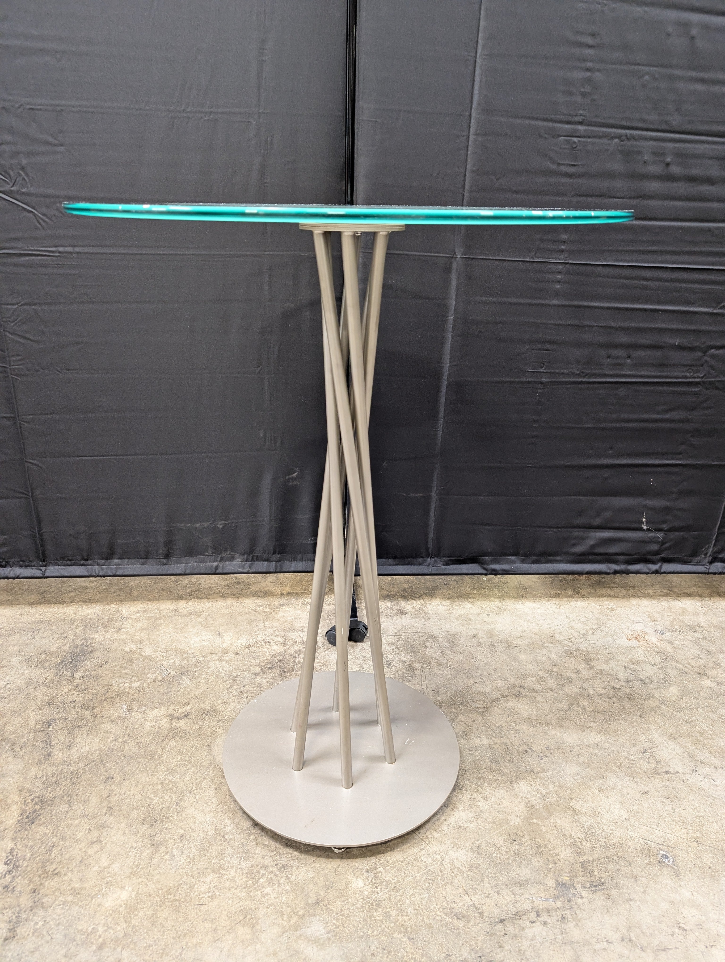 Modern Round Glass Top Bistro Table with Sculptural Metal Base - Image 2