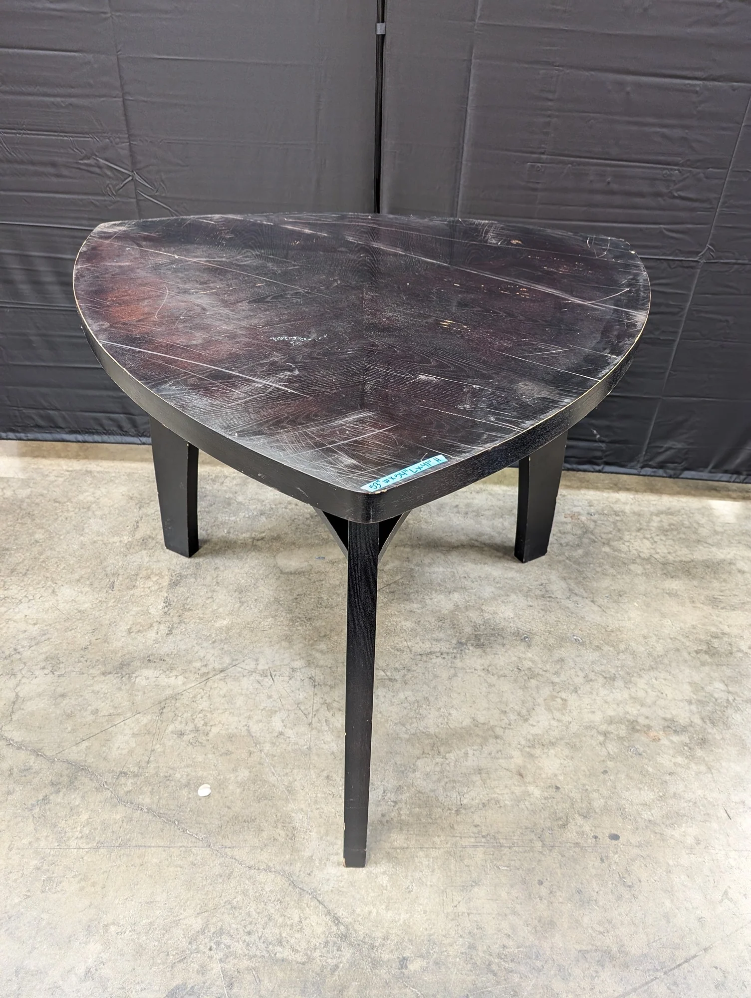 Modern Dark Wood Triangular Table