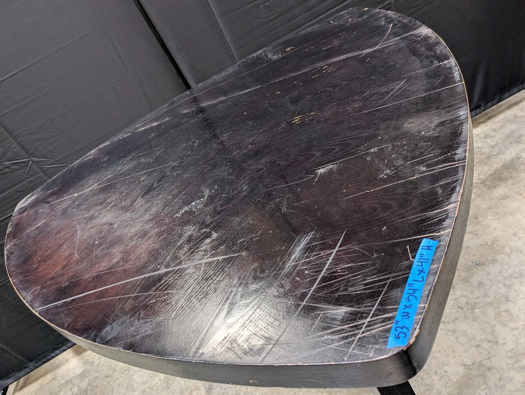 Modern Dark Wood Triangular Table - Image 2