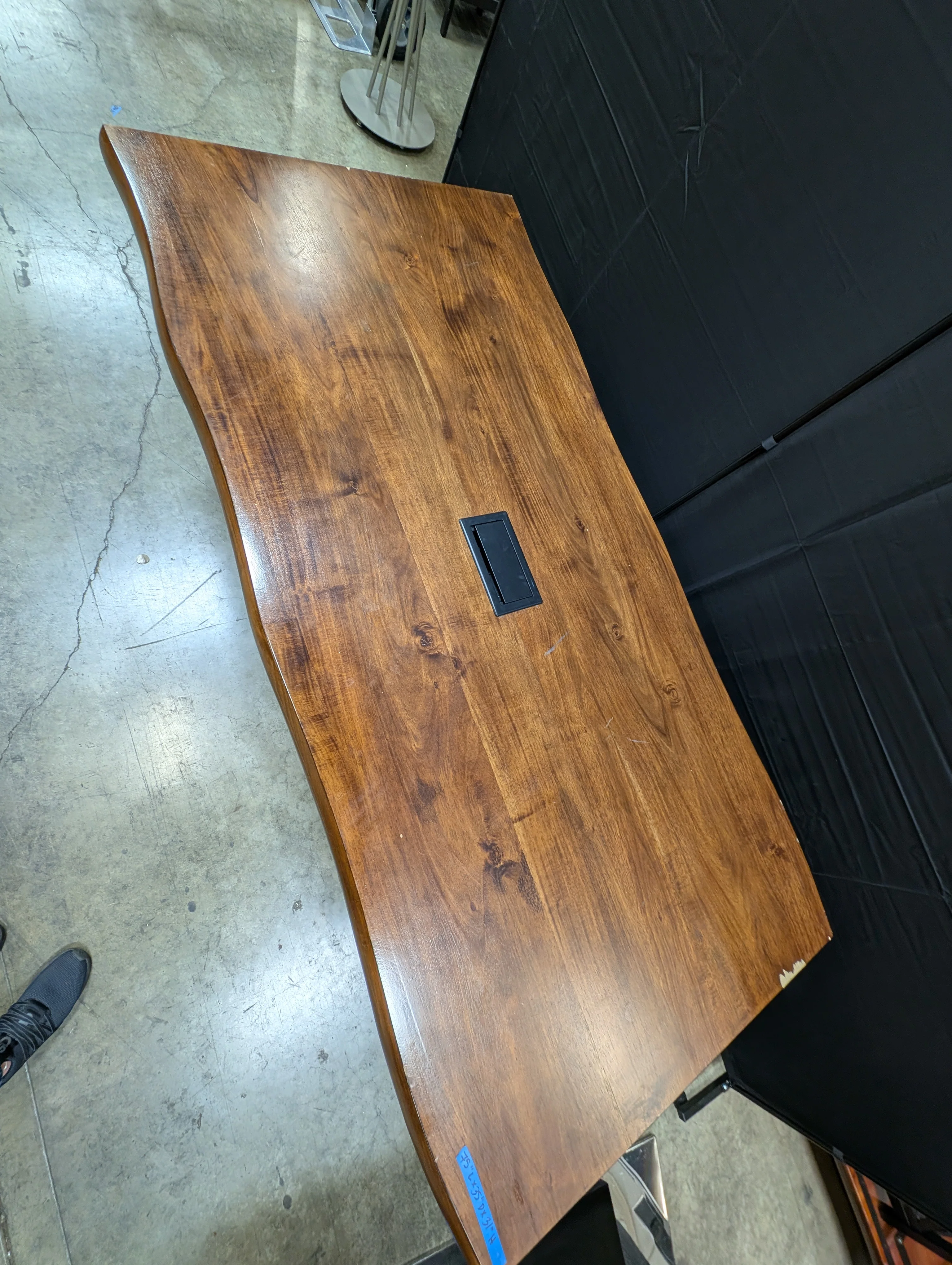 Rustic Live Edge Wood Desk with Industrial Black Metal V-Legs - Image 2