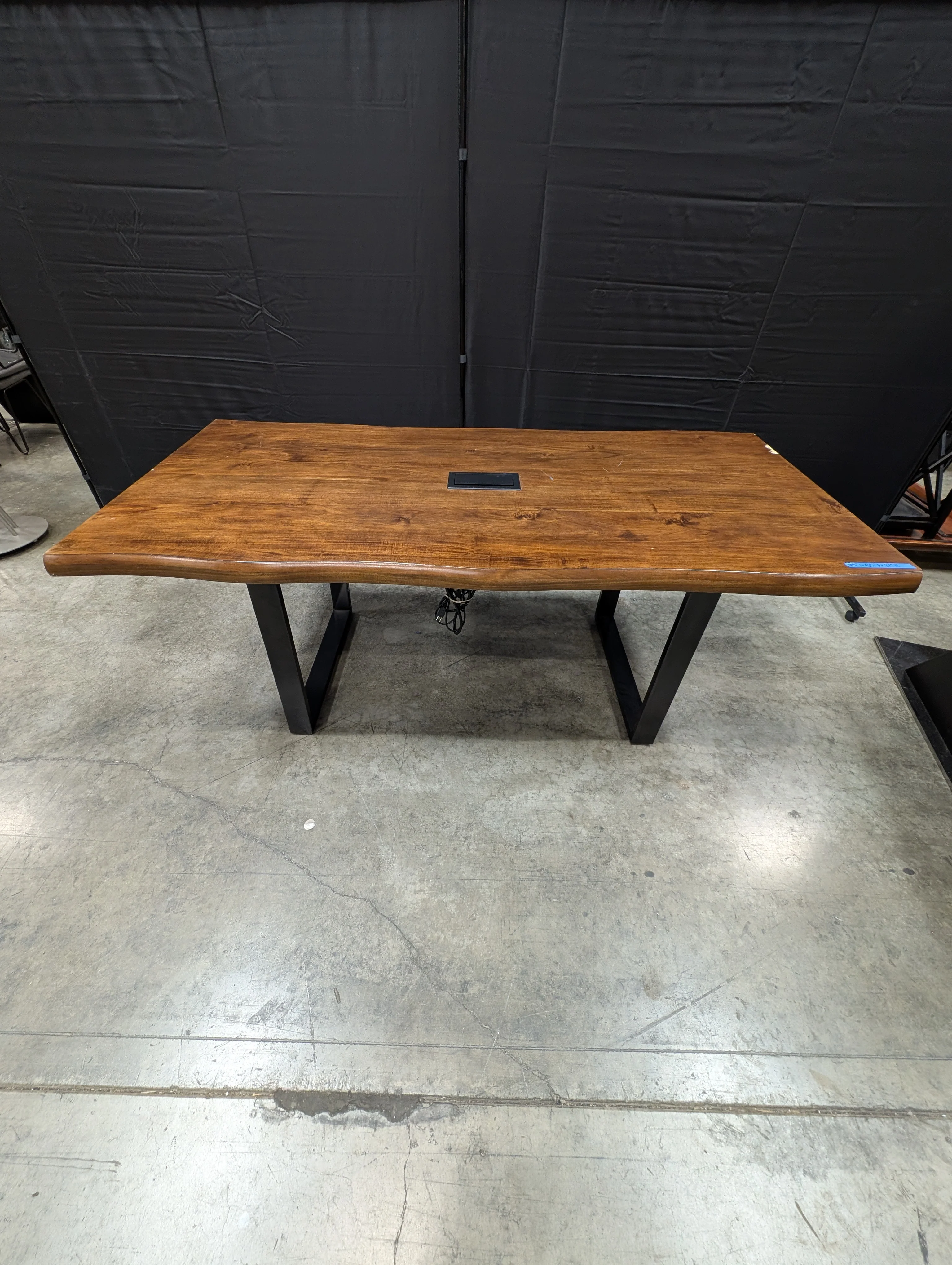 Rustic Live Edge Wood Desk with Industrial Black Metal V-Legs - Image 3