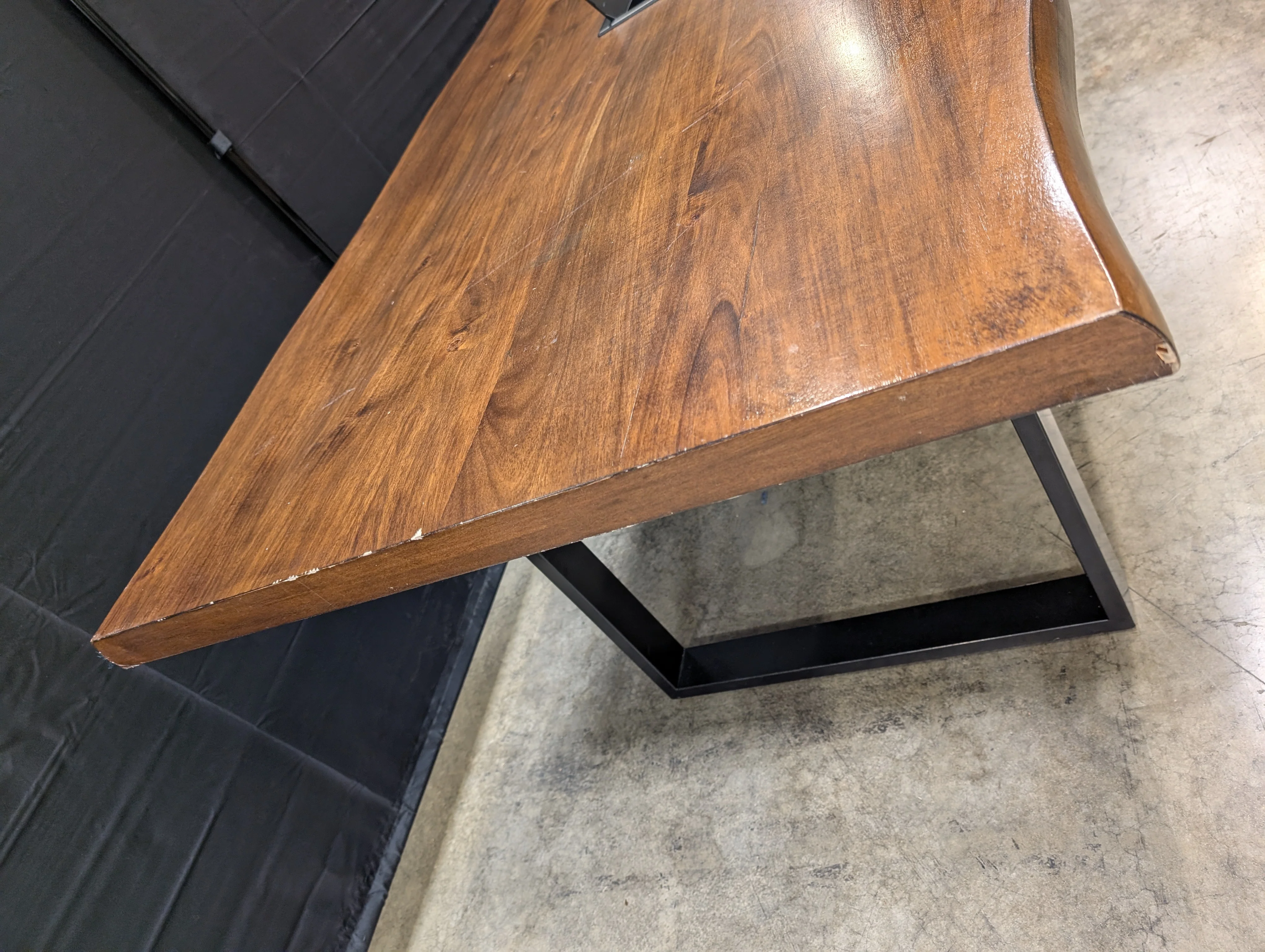 Rustic Live Edge Wood Desk with Industrial Black Metal V-Legs - Image 6