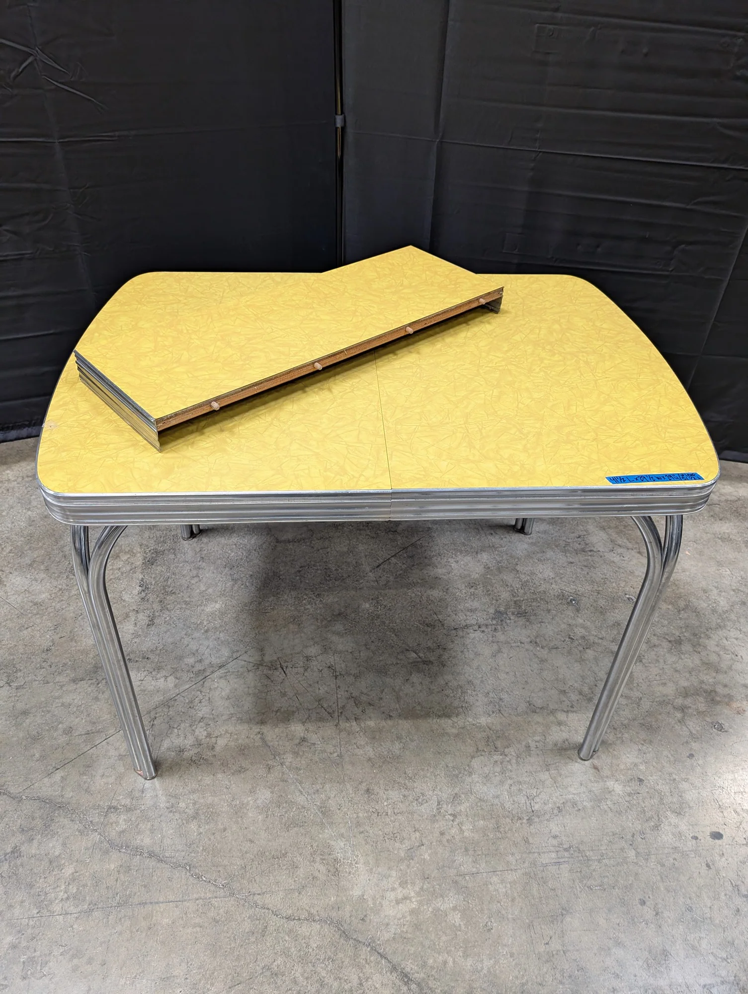Vintage Mid-Century Yellow Laminate Extendable Kitchen Table with Chrome Legs