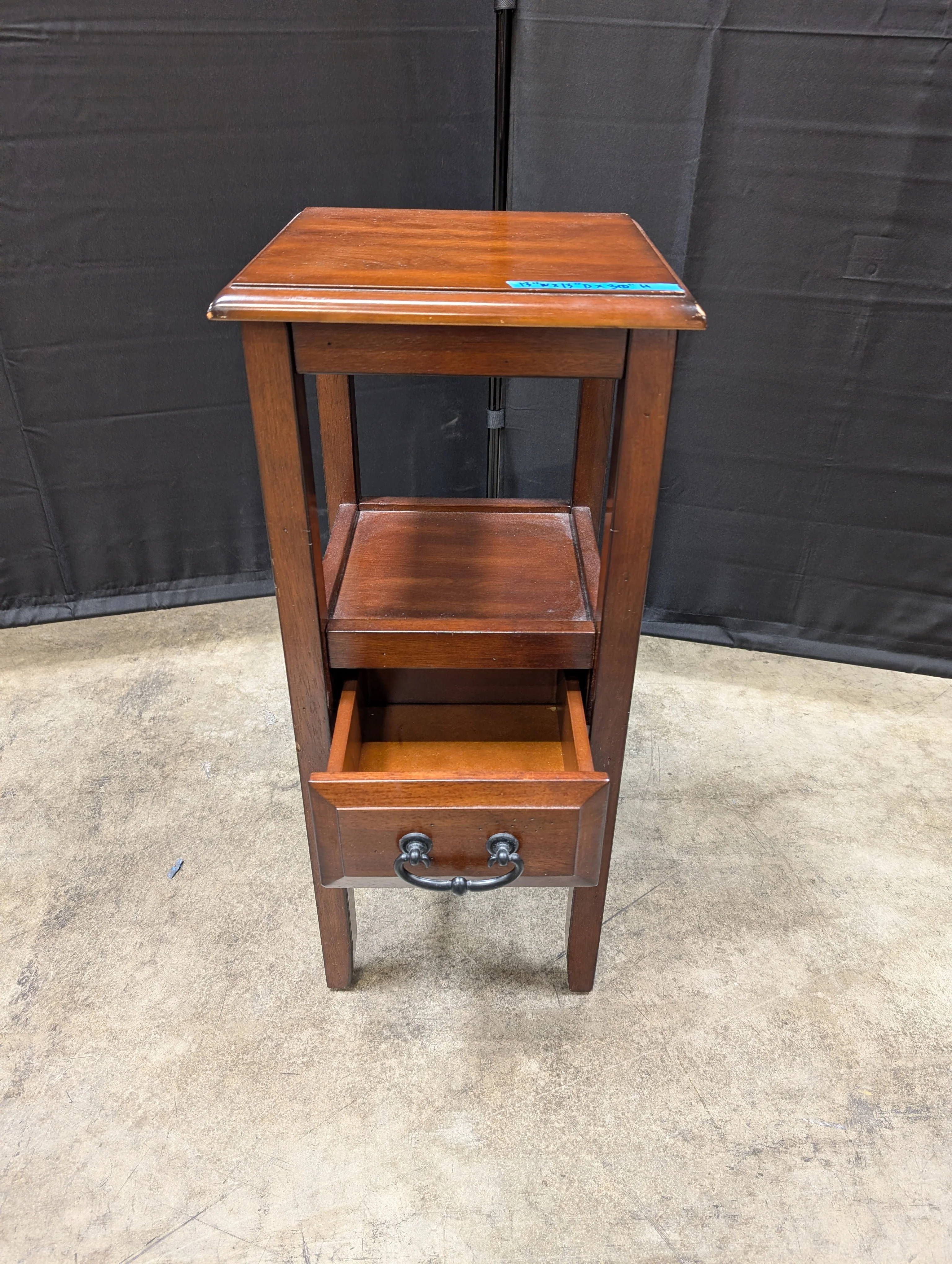Compact Hardwood Side Table with Drawer and Shelf - Image 2