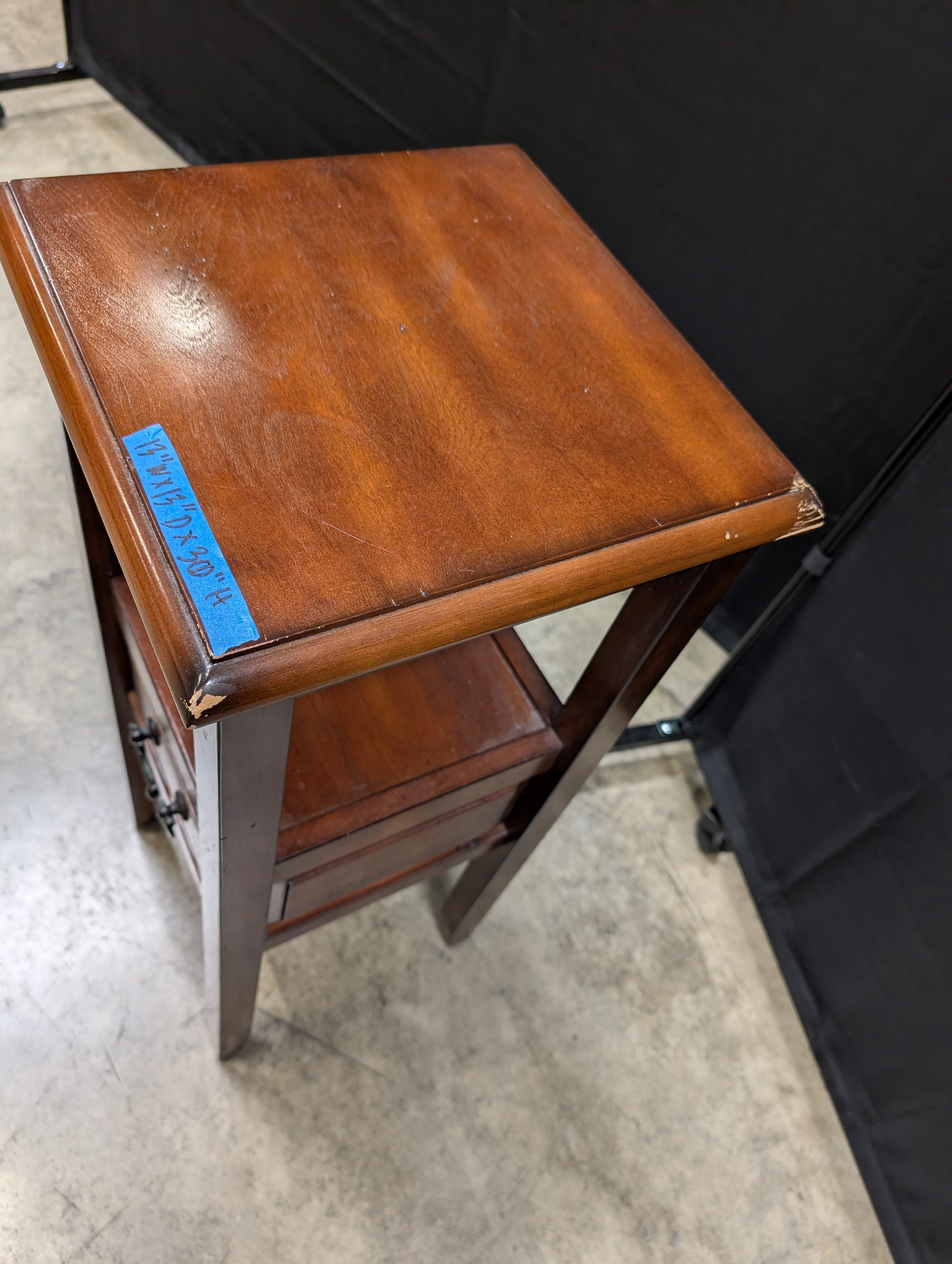 Compact Hardwood Side Table with Drawer and Shelf - Image 4