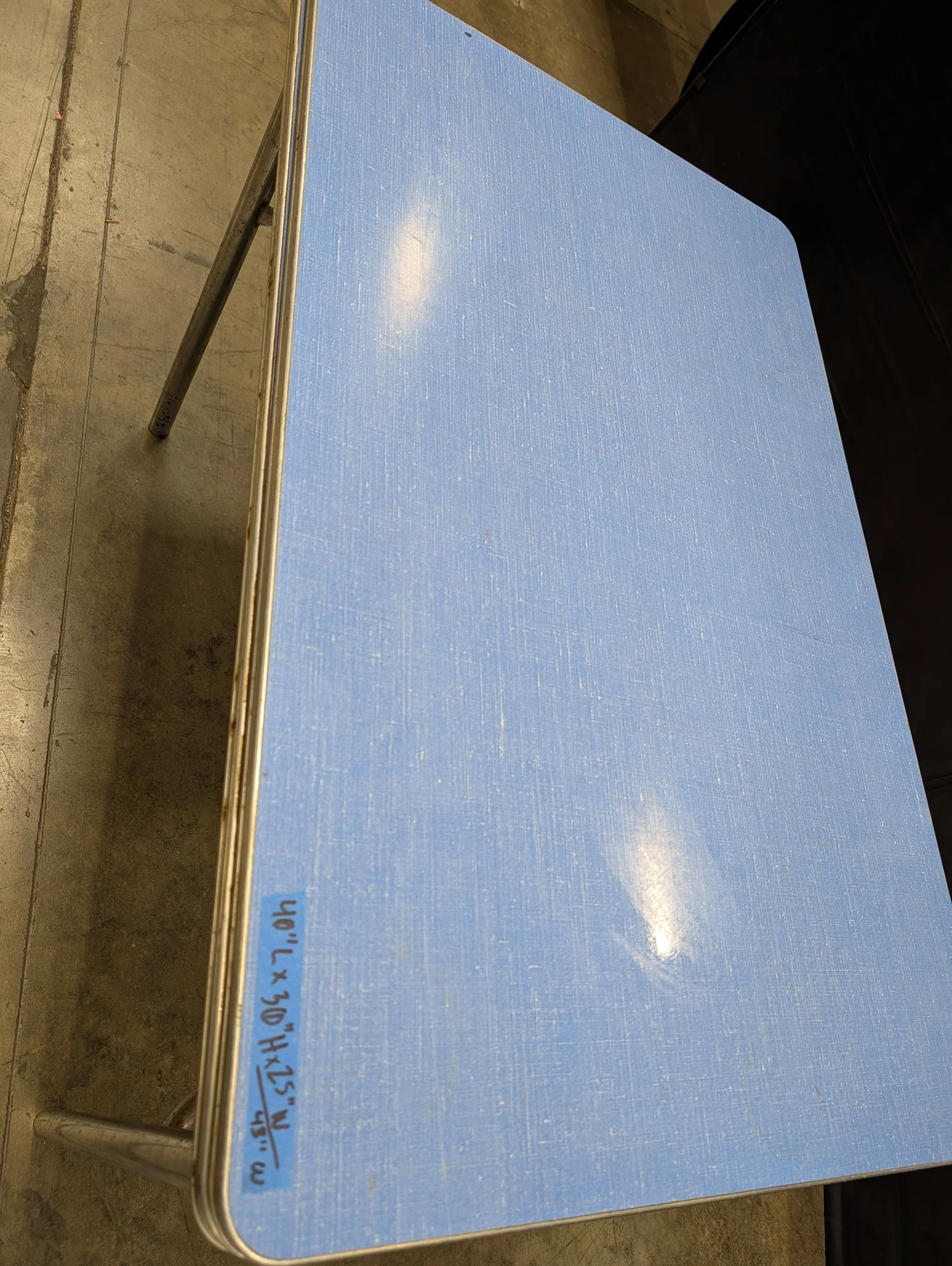 Retro Blue Laminated Extendable Folding Utility Table - Portable Design