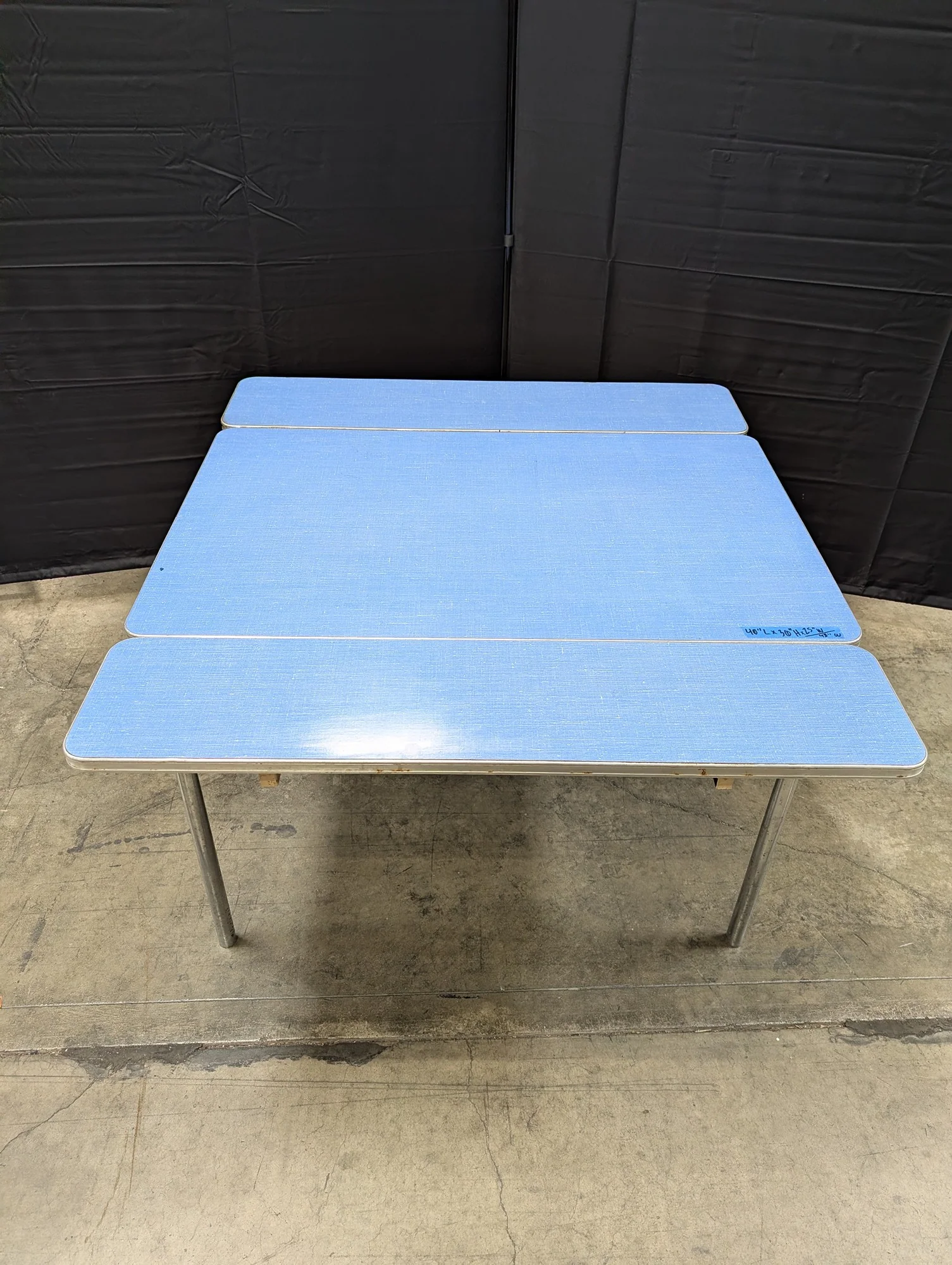 Retro Blue Laminated Extendable Folding Utility Table - Portable Design - Image 2