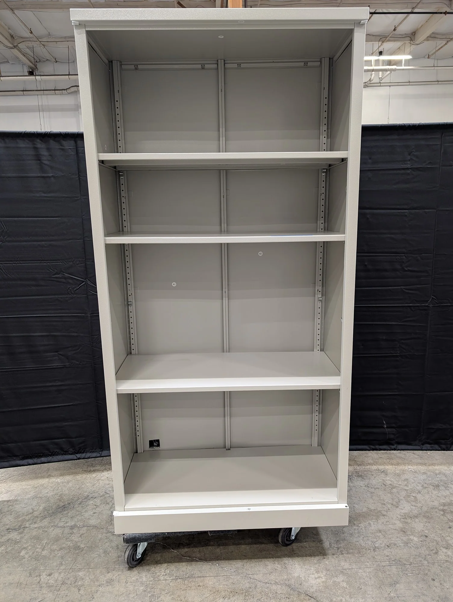 Versatile Grey Metal Storage Shelf on Casters