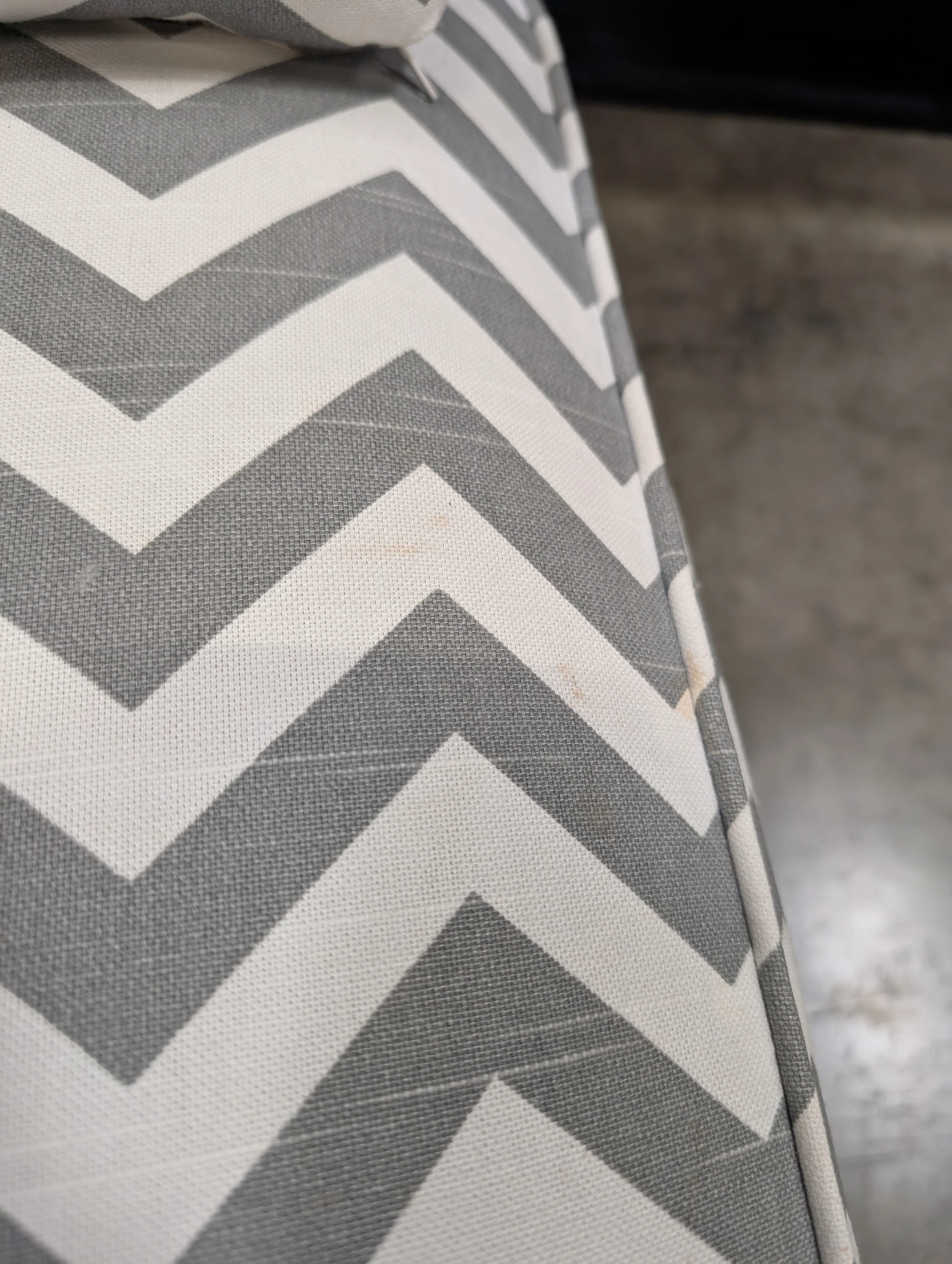 Chevron Pattern Upholstered Accent Chair with Bolster Pillow - Image 2