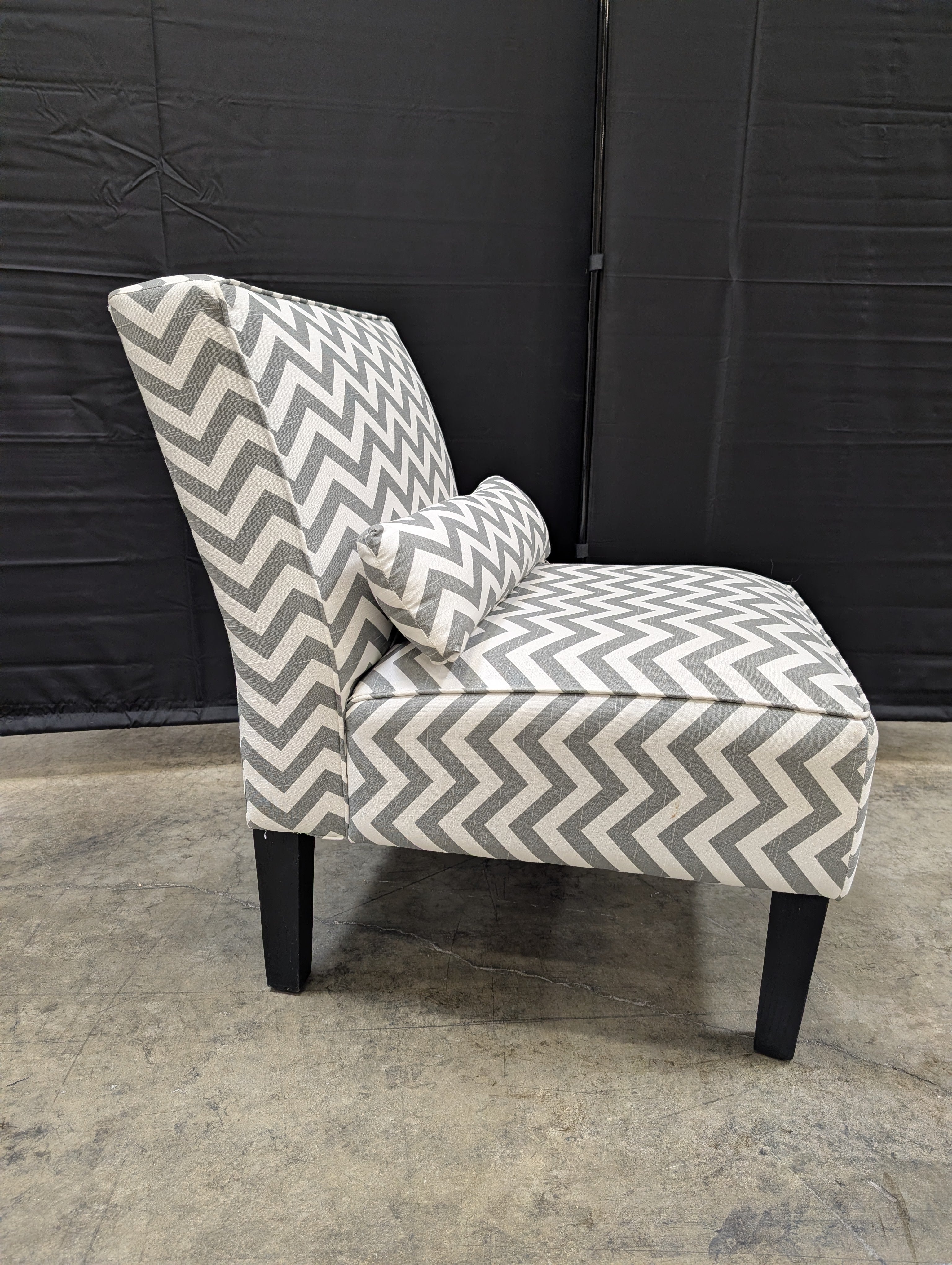 Chevron Pattern Upholstered Accent Chair with Bolster Pillow - Image 5