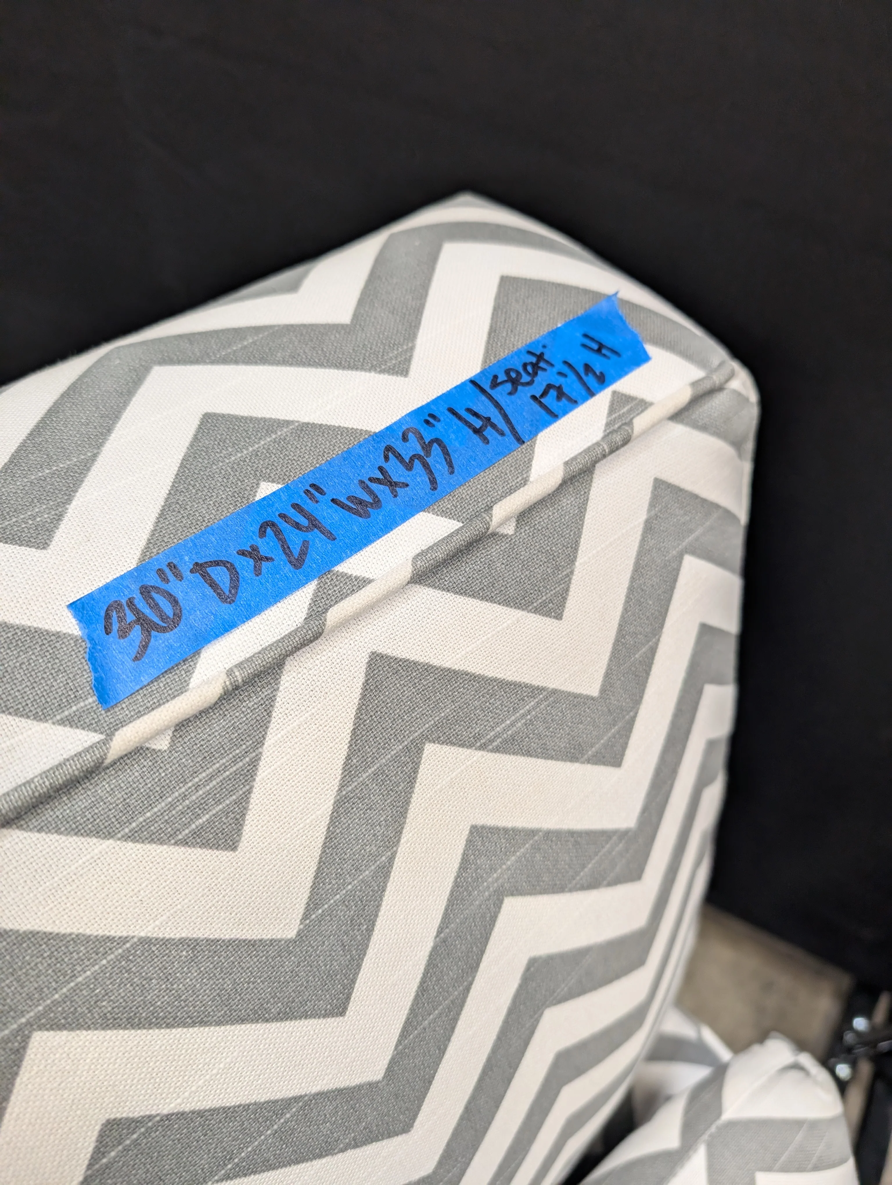 Chevron Pattern Upholstered Accent Chair with Bolster Pillow - Image 6