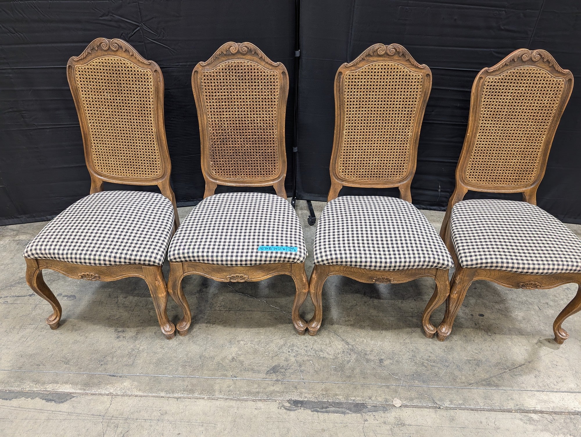 Set of Six Vintage French Provincial Cane Back Dining Chairs