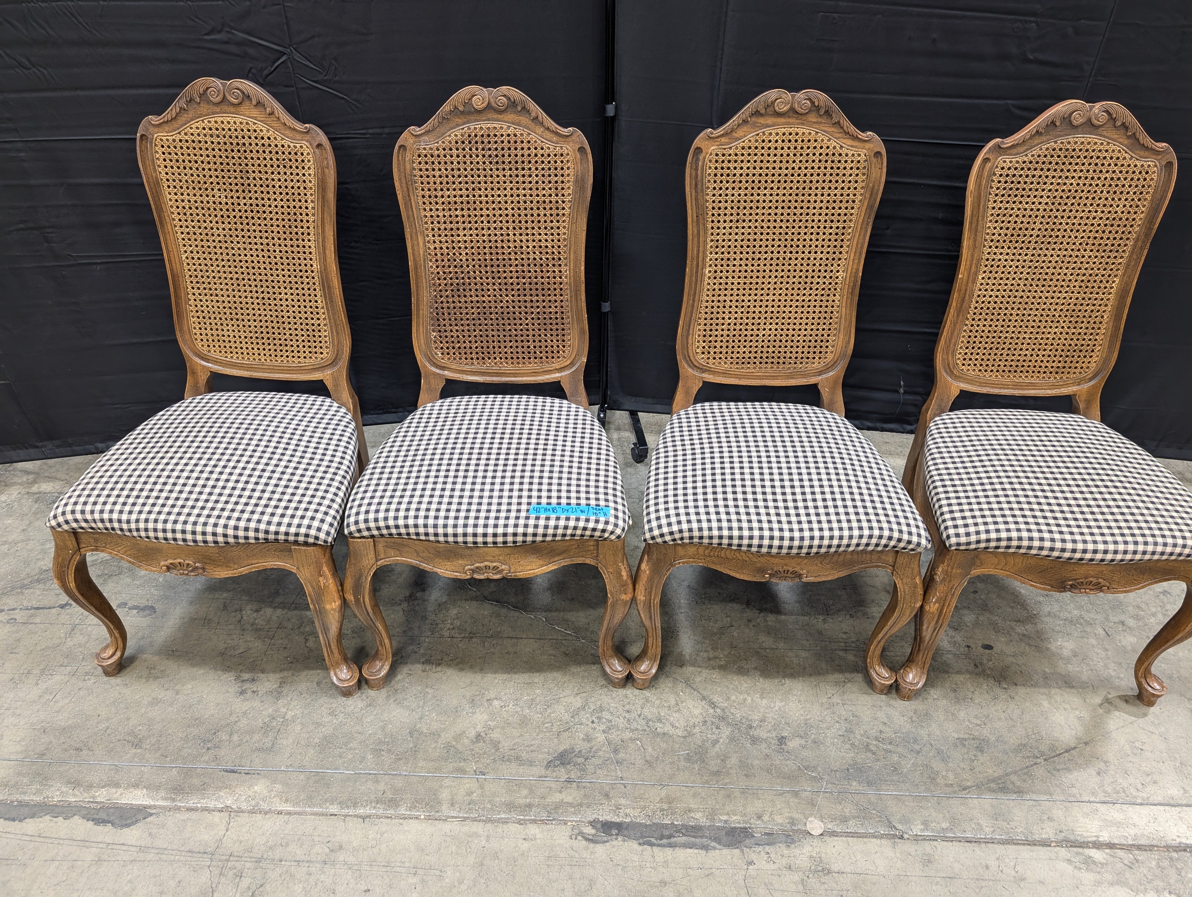 Set of Six Vintage French Provincial Cane Back Dining Chairs - Image 2