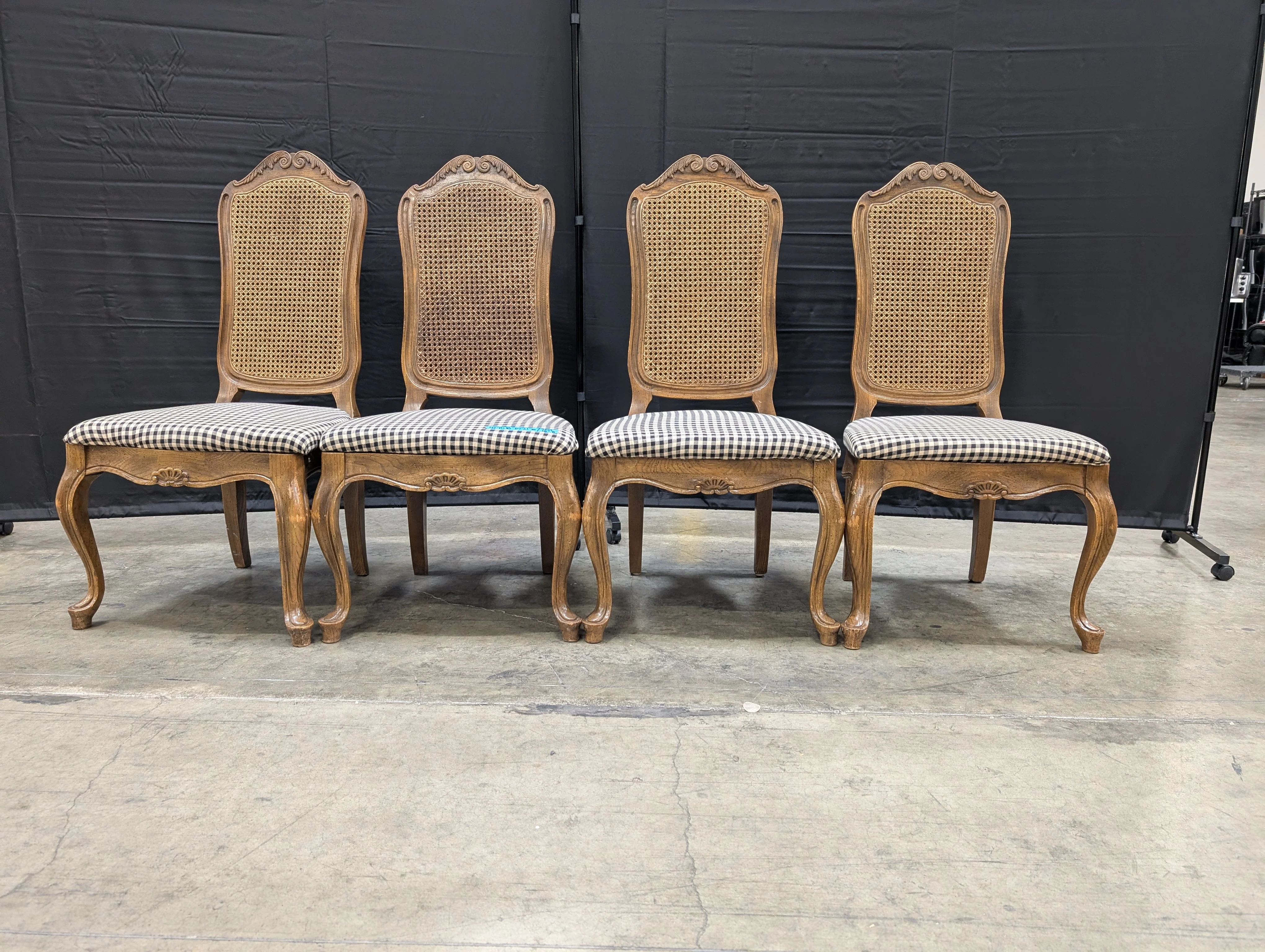 Set of Six Vintage French Provincial Cane Back Dining Chairs - Image 5