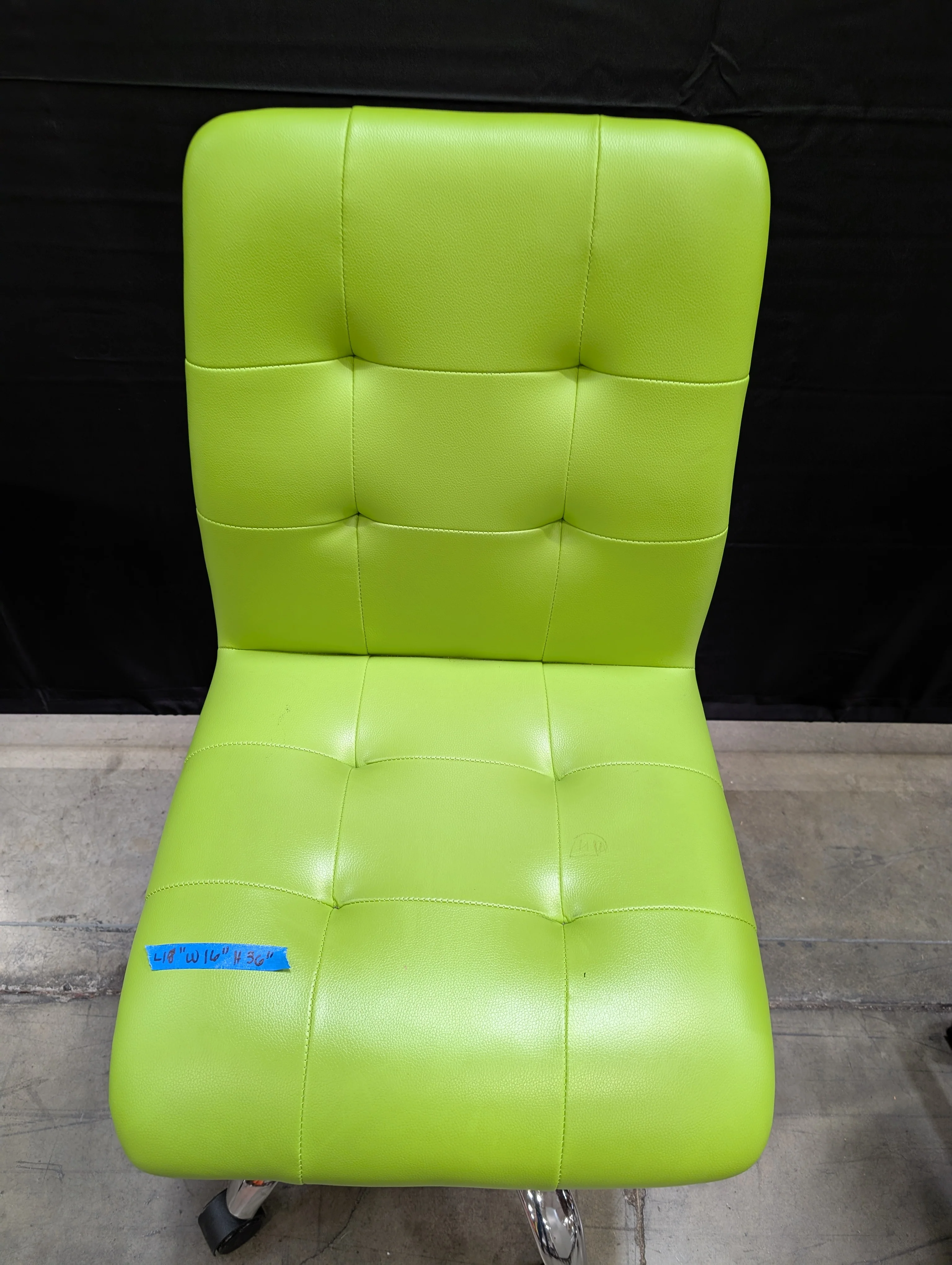 Vibrant Lime Green Tufted Faux Leather Office Chair - Image 2