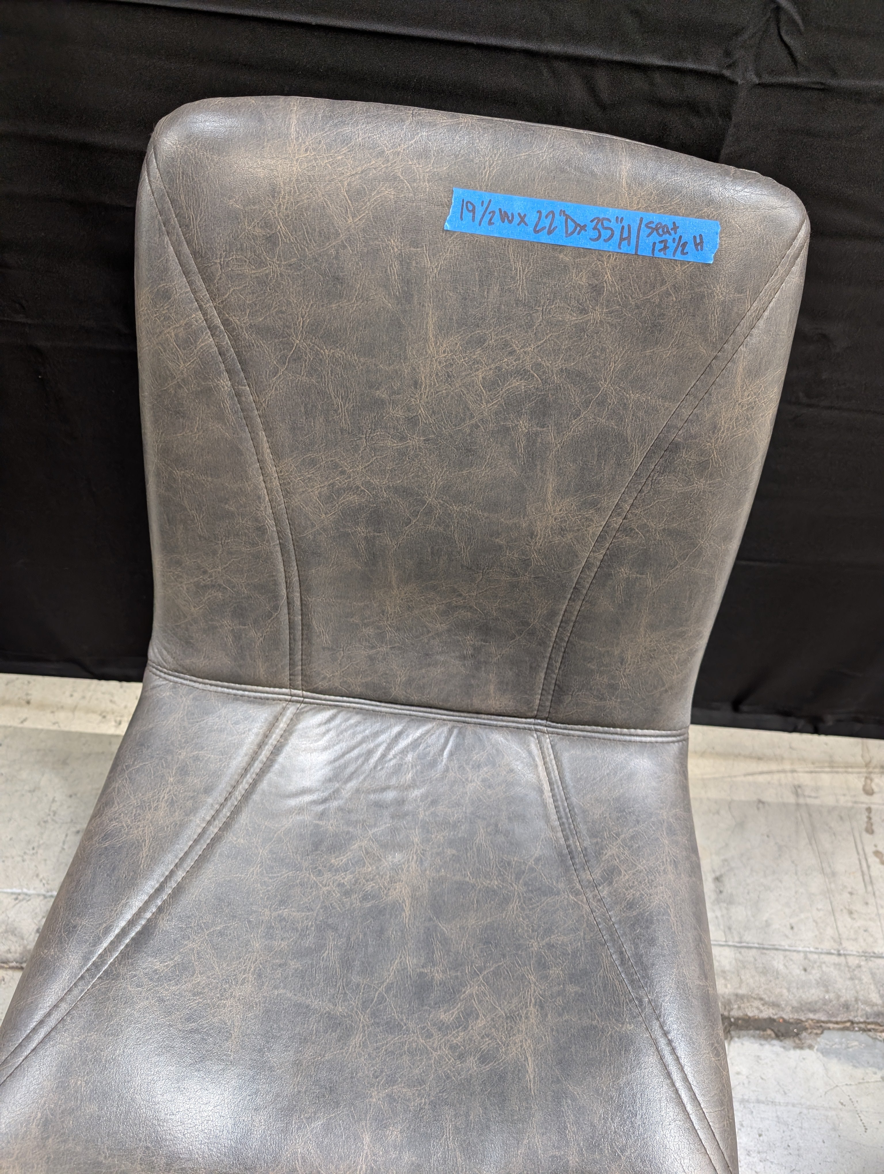 Distressed Gray Faux Leather Dining Chair with Hairpin Legs - Image 2
