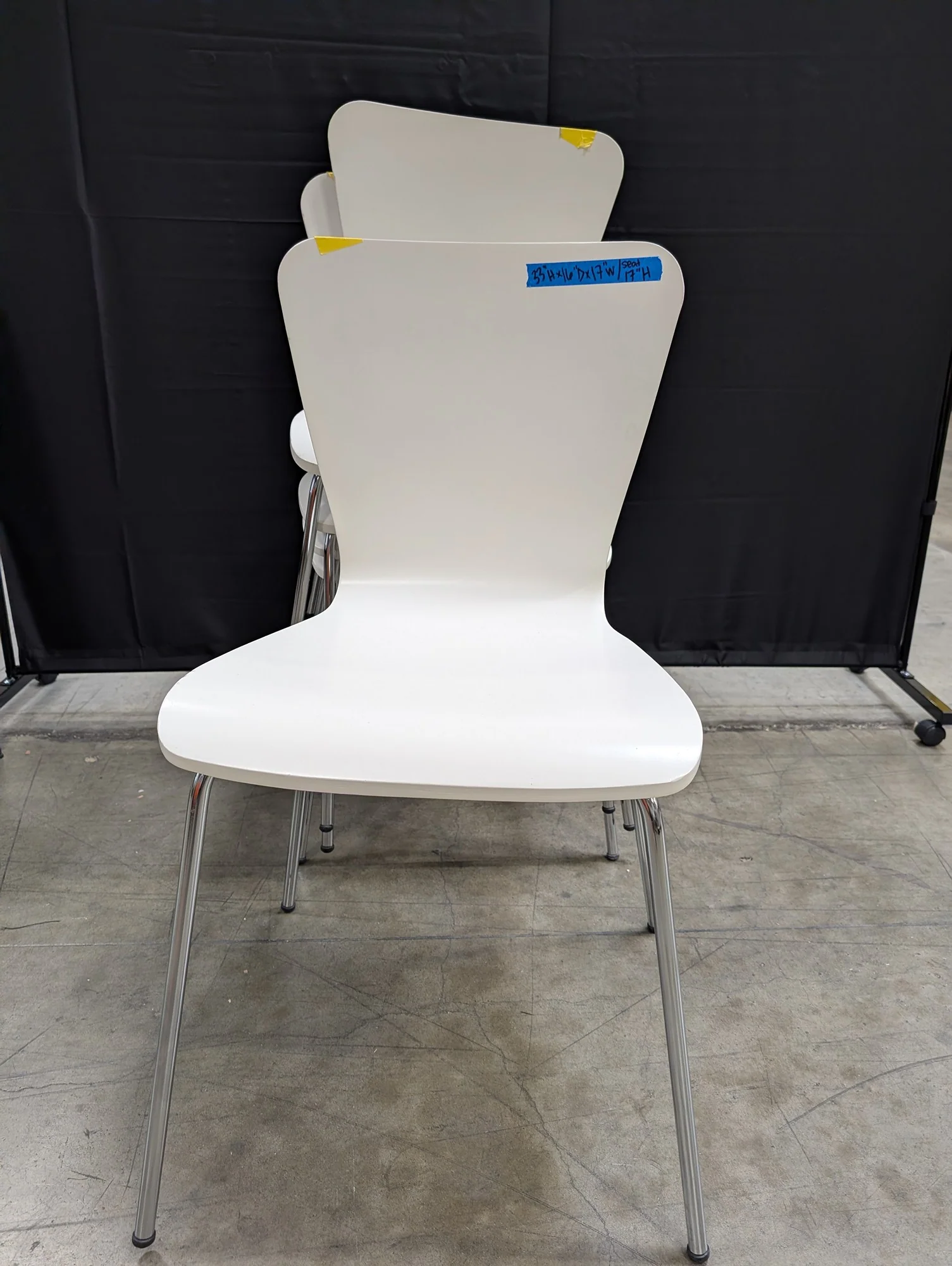 Set of 5 Modern White Dining Chair with Chrome Legs