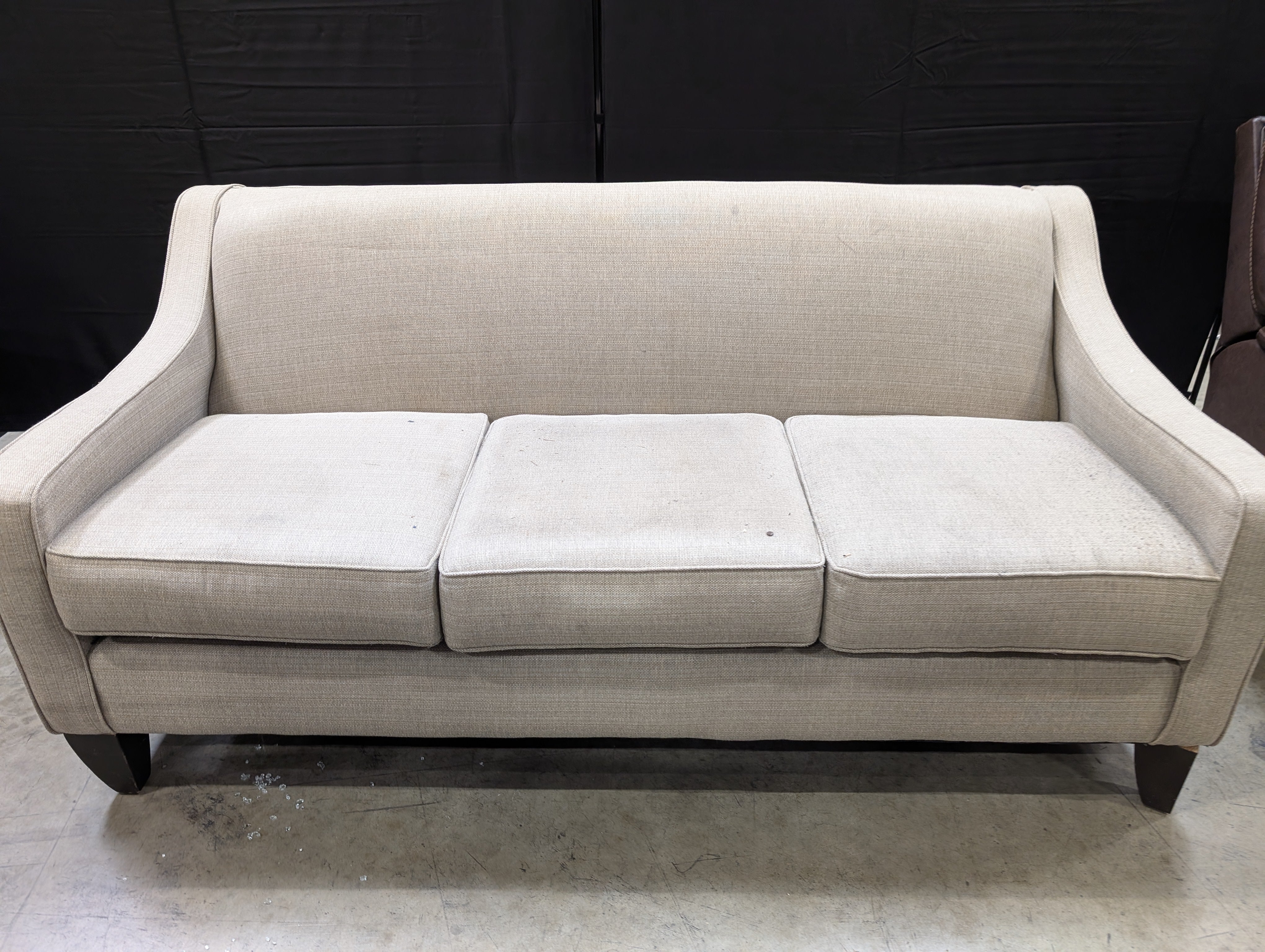 Used Neutral Fabric Three-Seater Sofa - Image 3