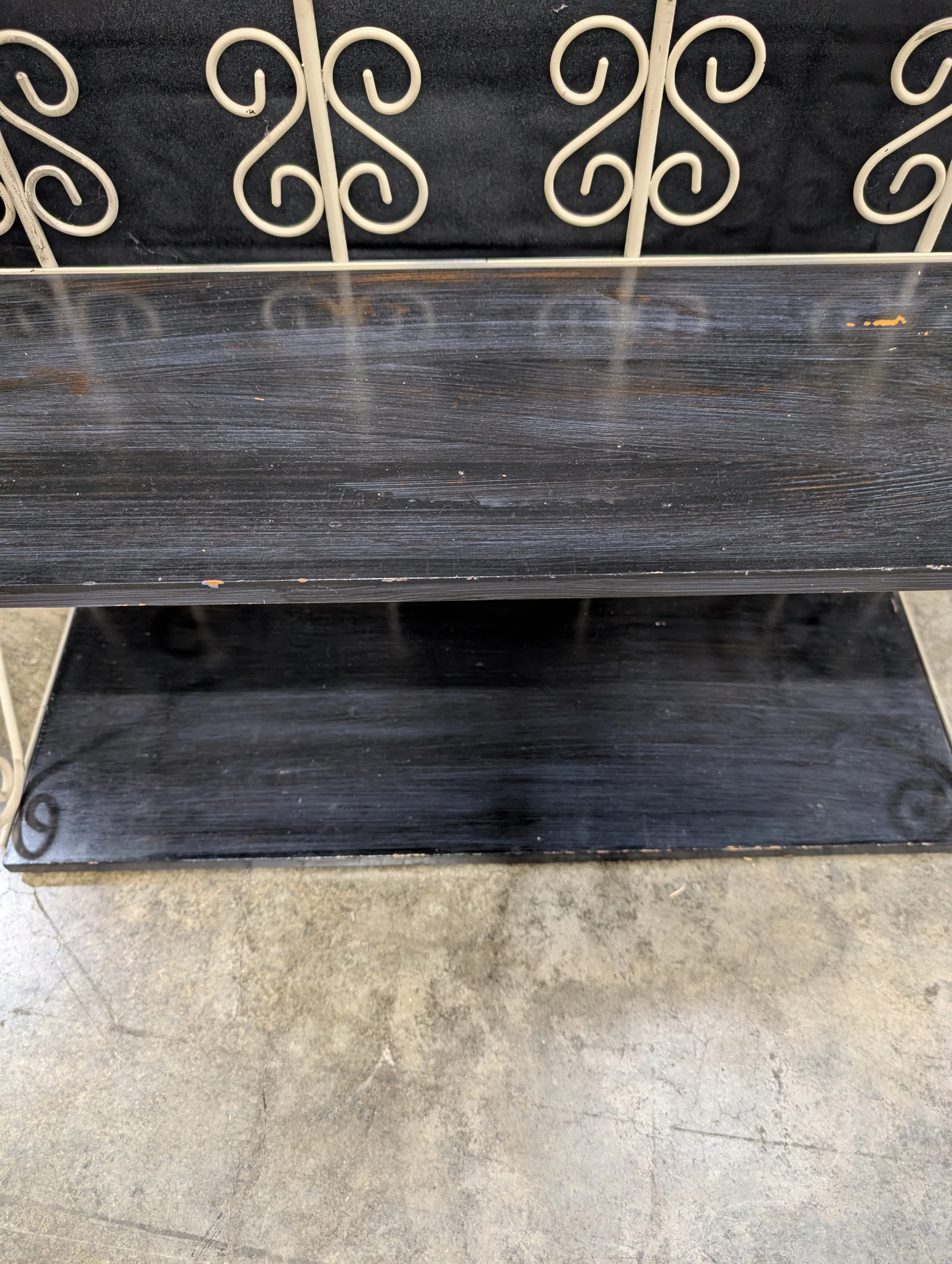 Ornate Scrollwork Metal and Wood Two-Tiered Stand - Image 5