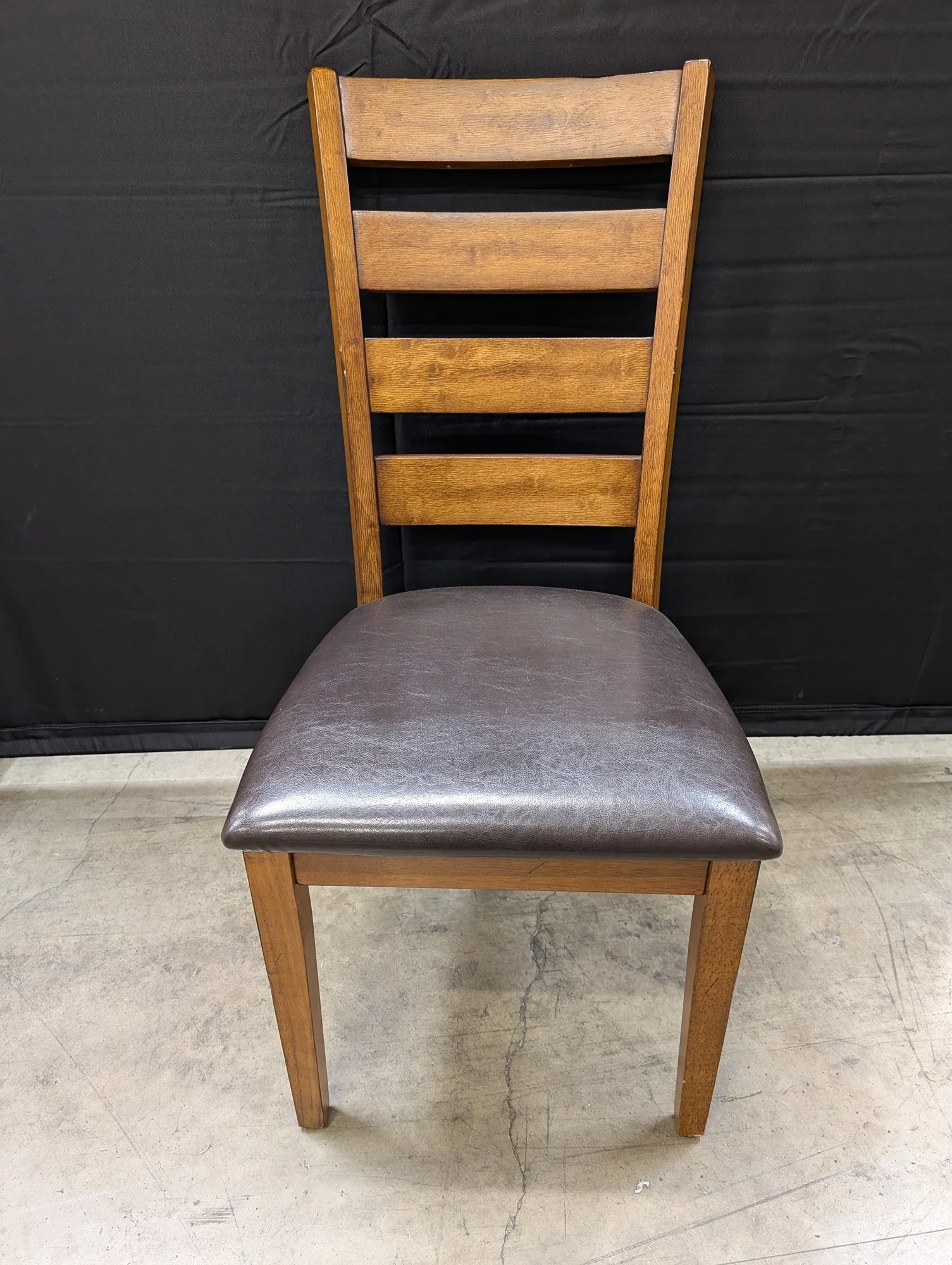 Sturdy Wood Ladder Back Dining Chair with Dark Brown Upholstered Seat - Image 5