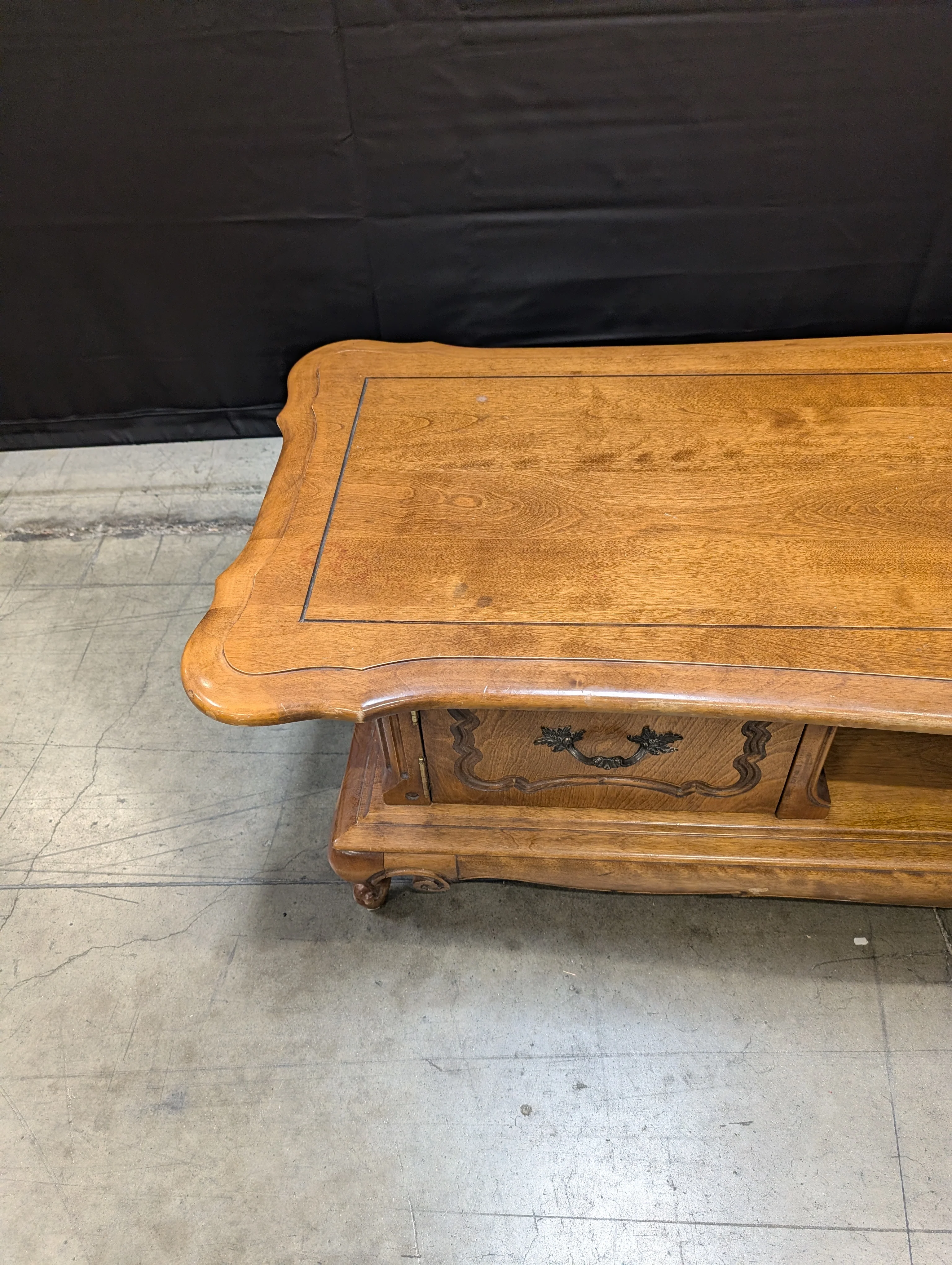Ornate Carved Wood French Provincial Coffee Table - Image 4
