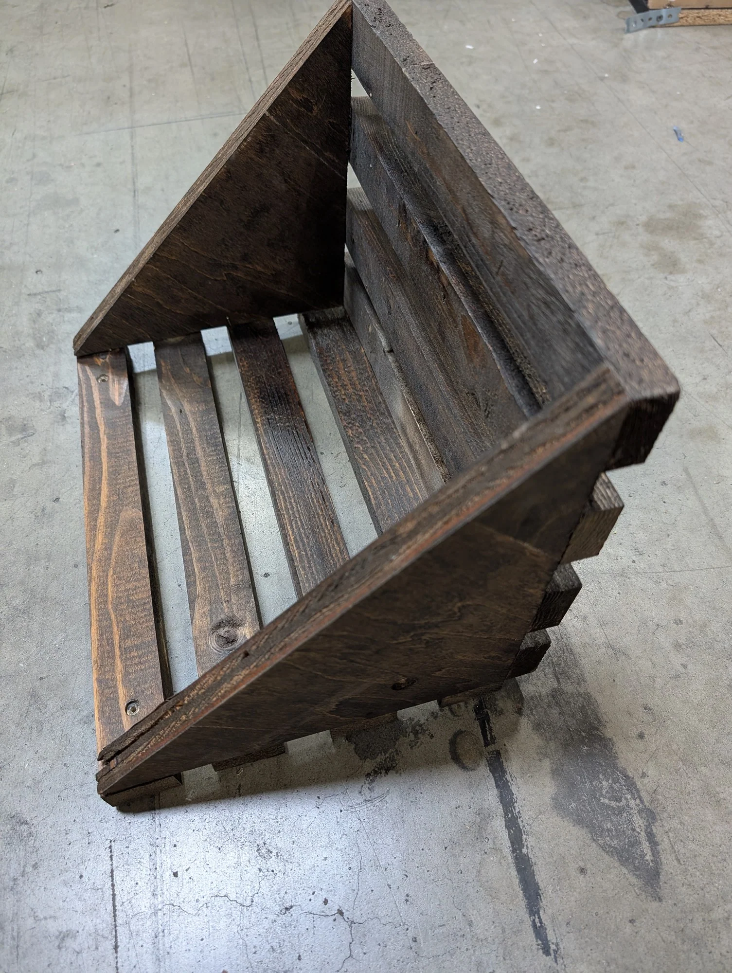 Rustic Dark Wood Slatted Storage Crate - Image 2