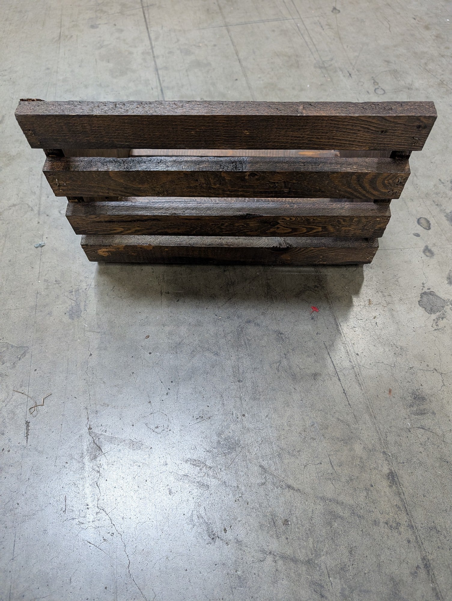 Rustic Dark Wood Slatted Storage Crate - Image 3