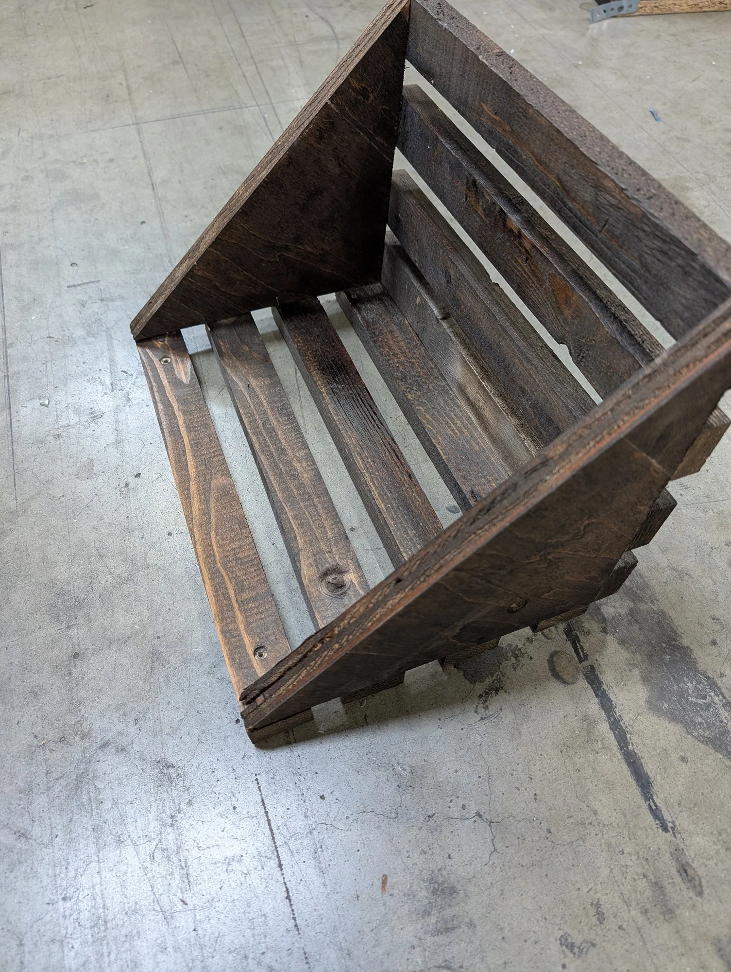 Rustic Dark Wood Slatted Storage Crate - Image 4