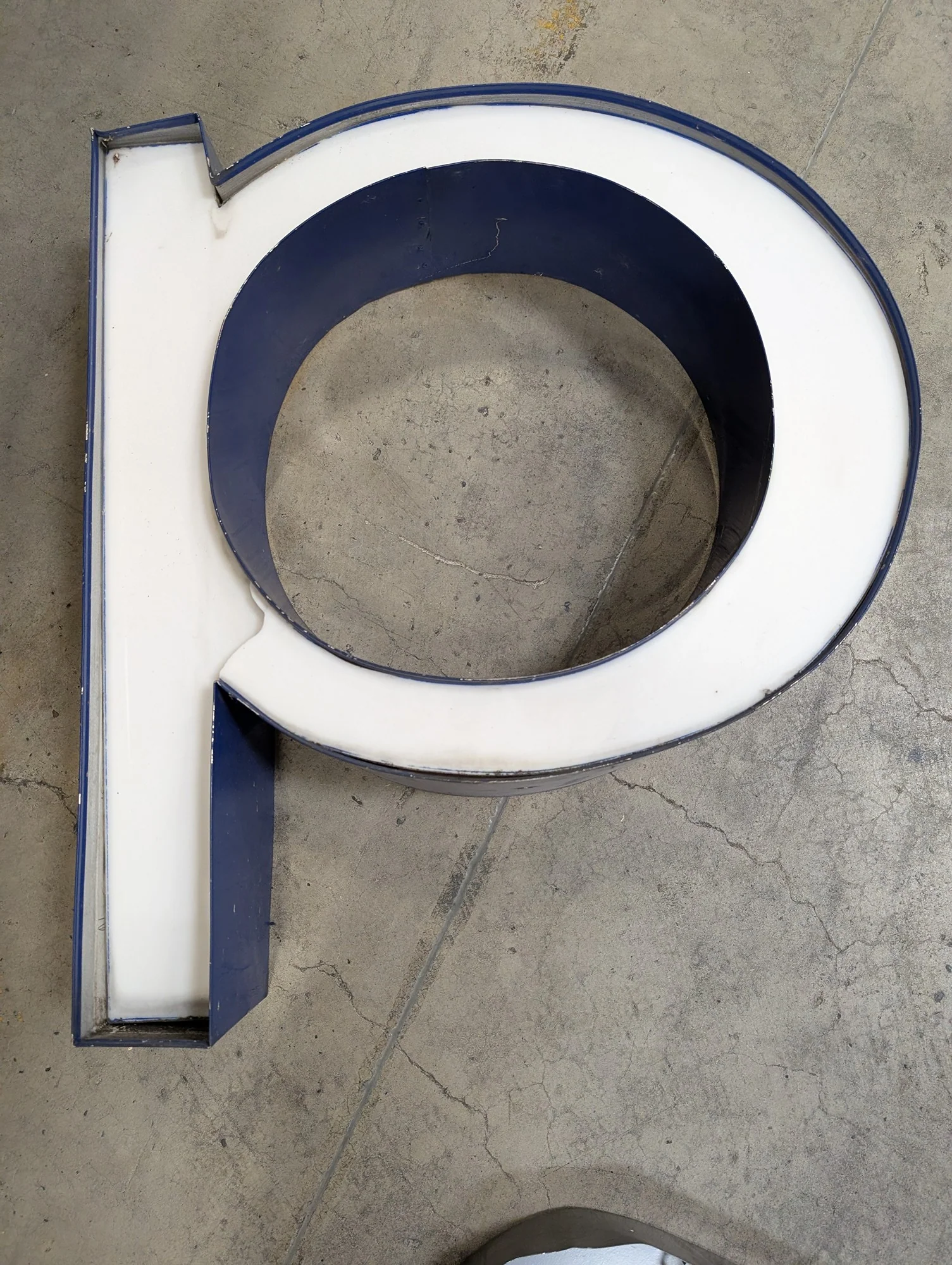Vintage Industrial Channel Letter P Sign - Image 3
