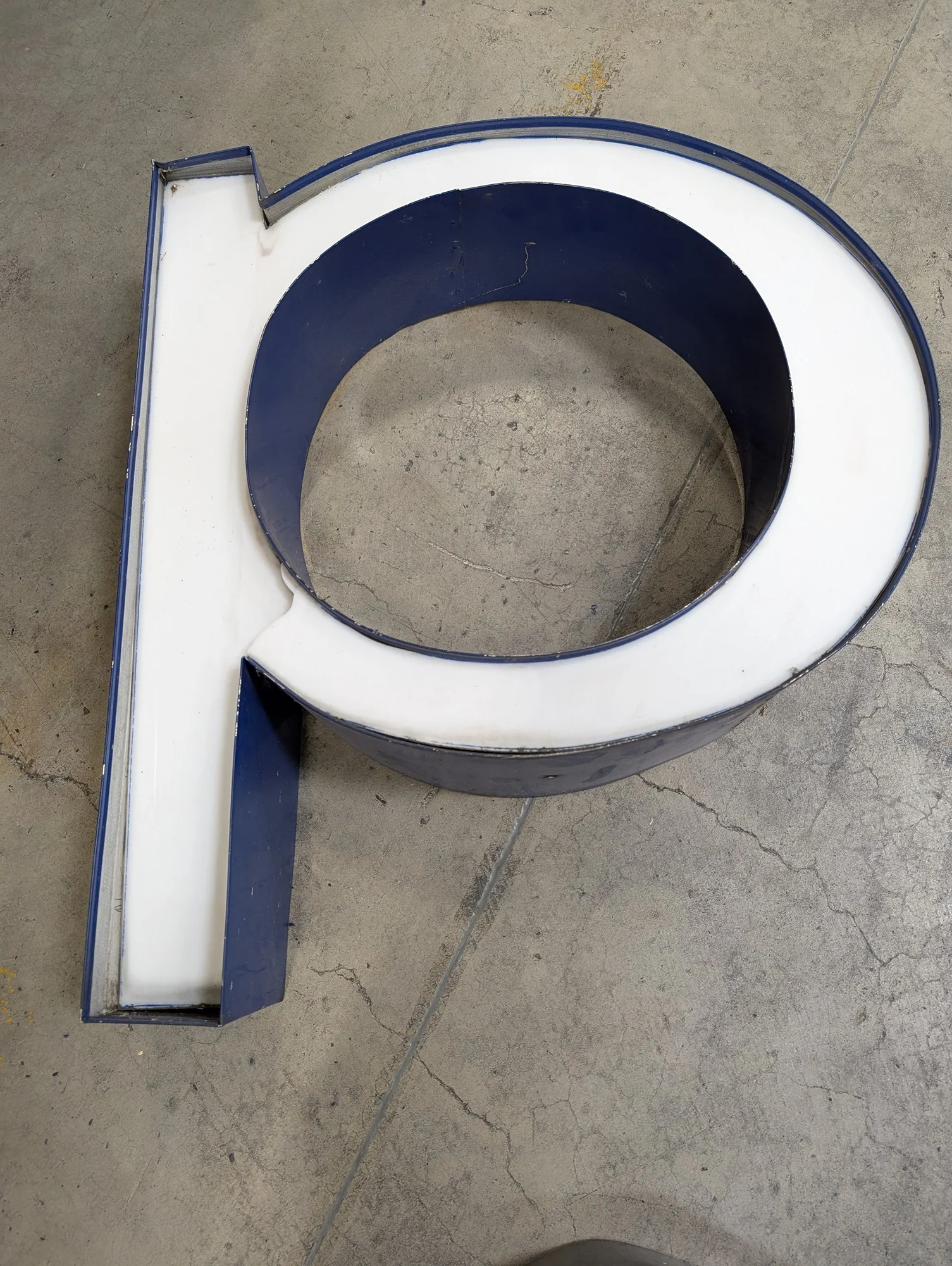 Vintage Industrial Channel Letter P Sign - Image 5