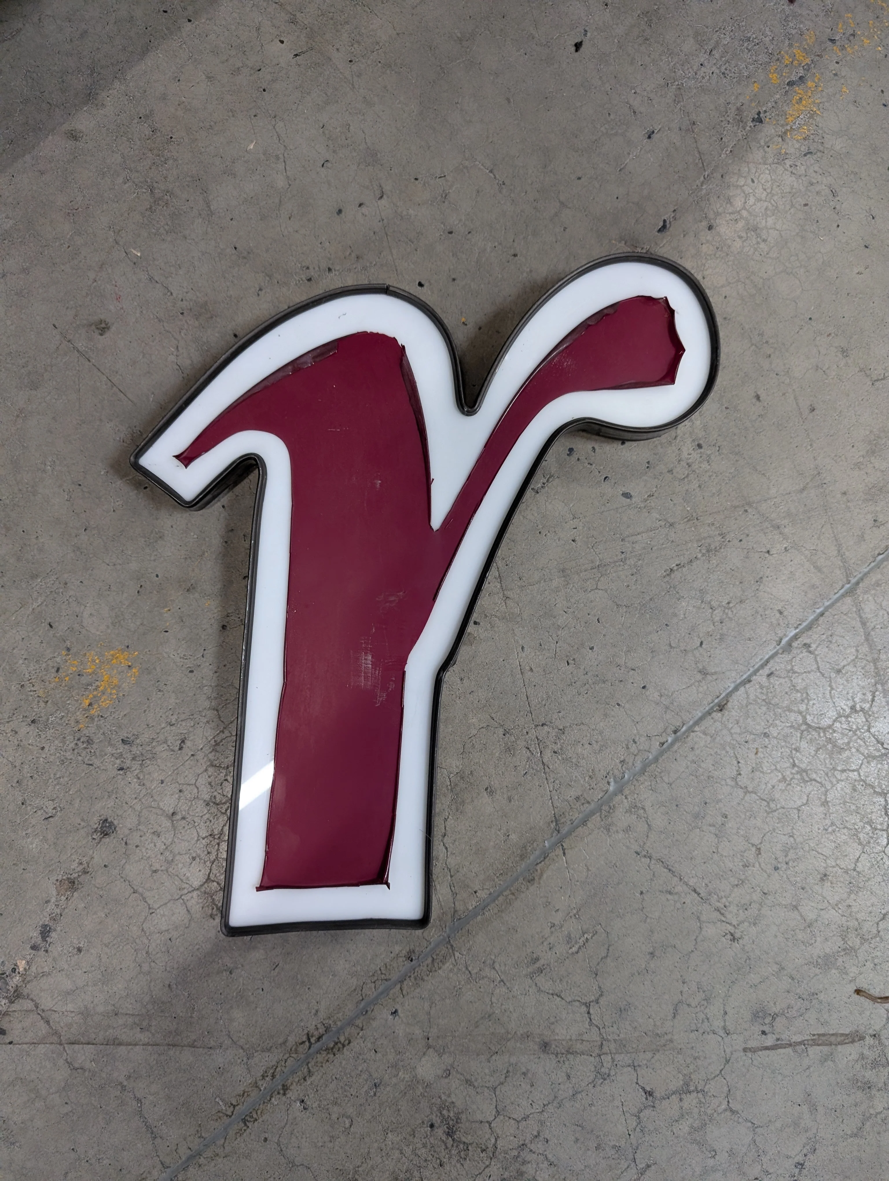 Vintage Industrial Red and White R sign