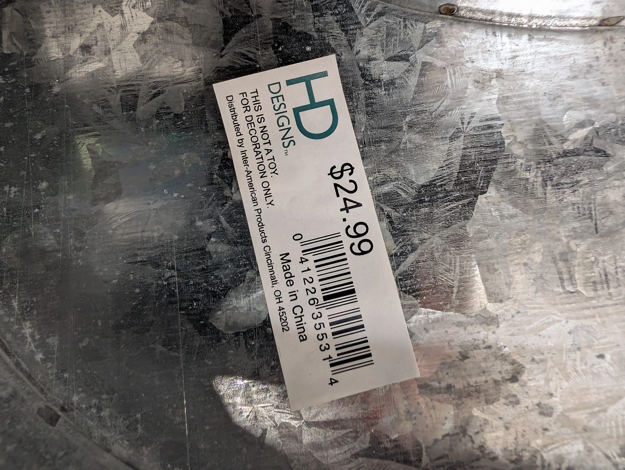HD DESIGNS Large Industrial Galvanized Metal Number 0 Decor - Image 2
