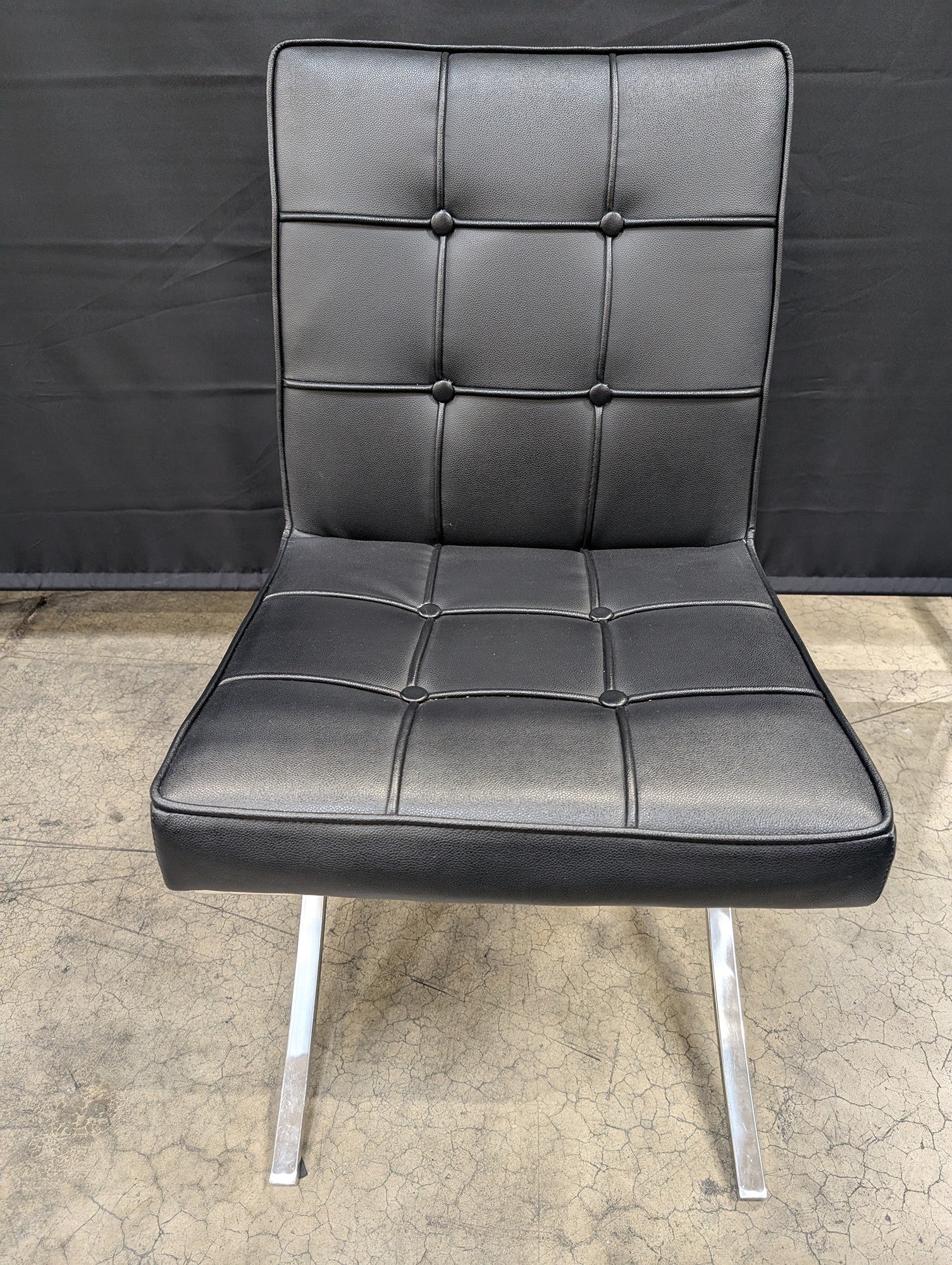 Modern Black Tufted Accent Chair with Chrome X-Base - Image 3