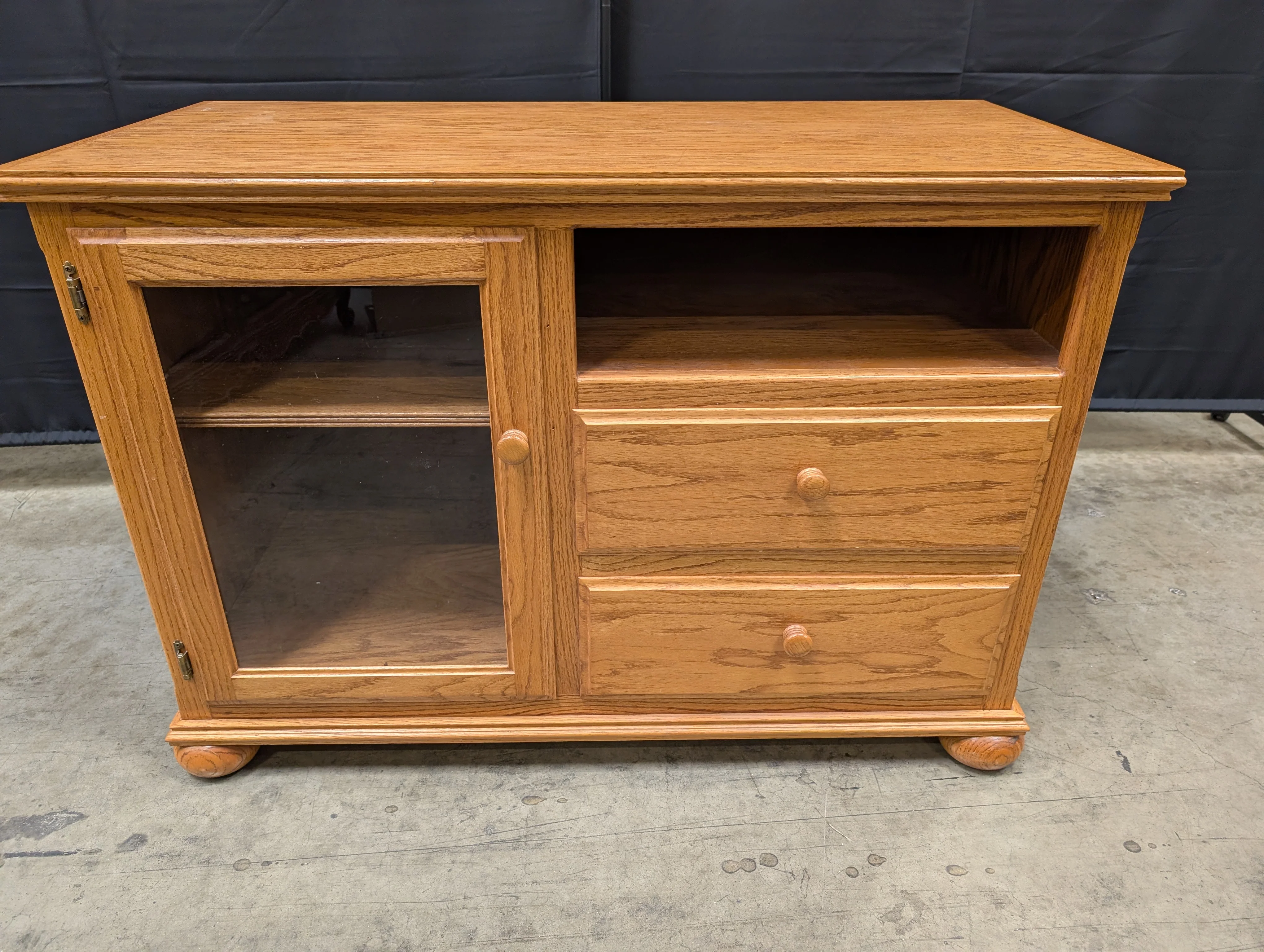 Solid Wood Media Console with Glass Door and Drawers - Image 2