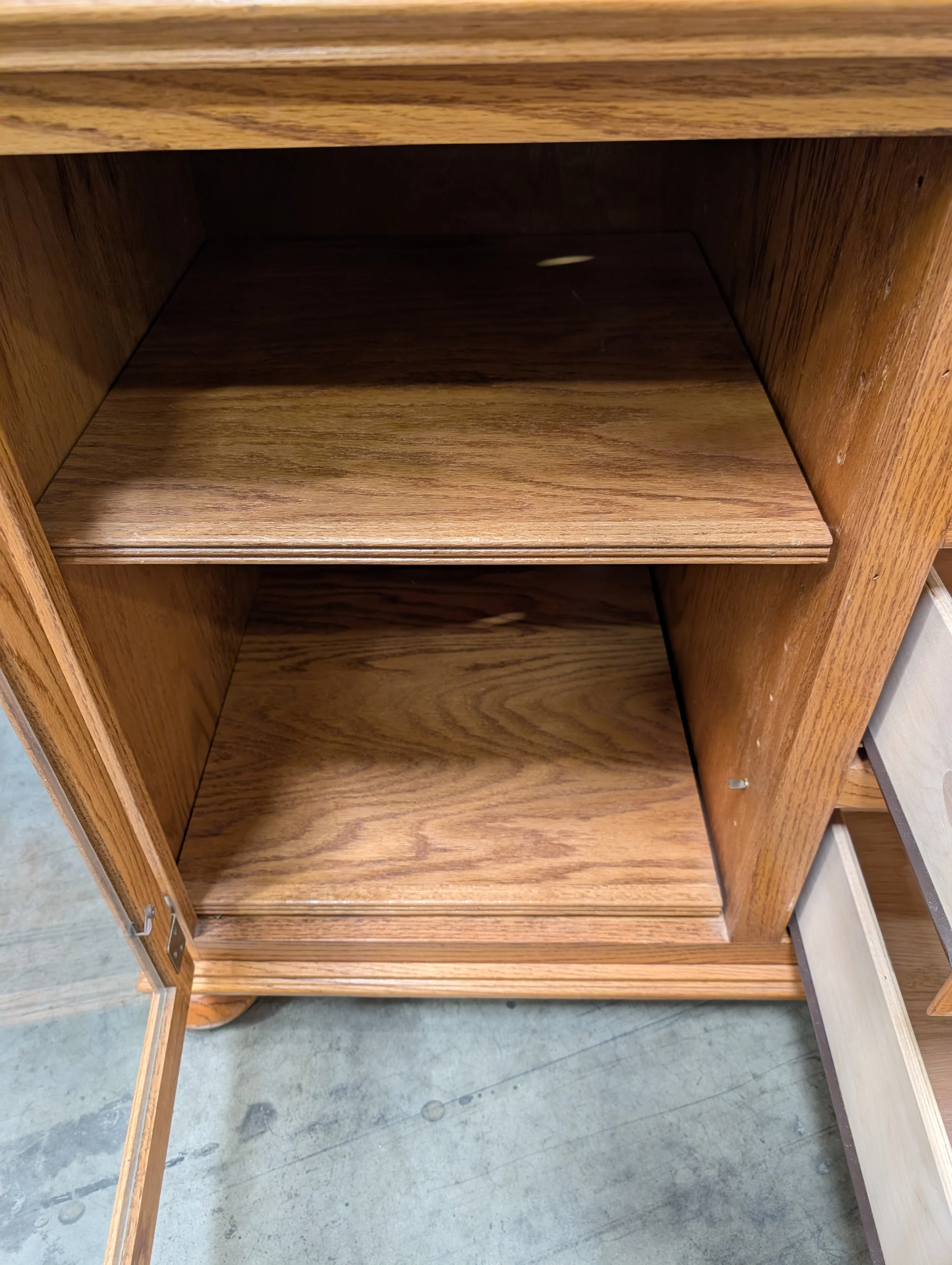Solid Wood Media Console with Glass Door and Drawers - Image 3