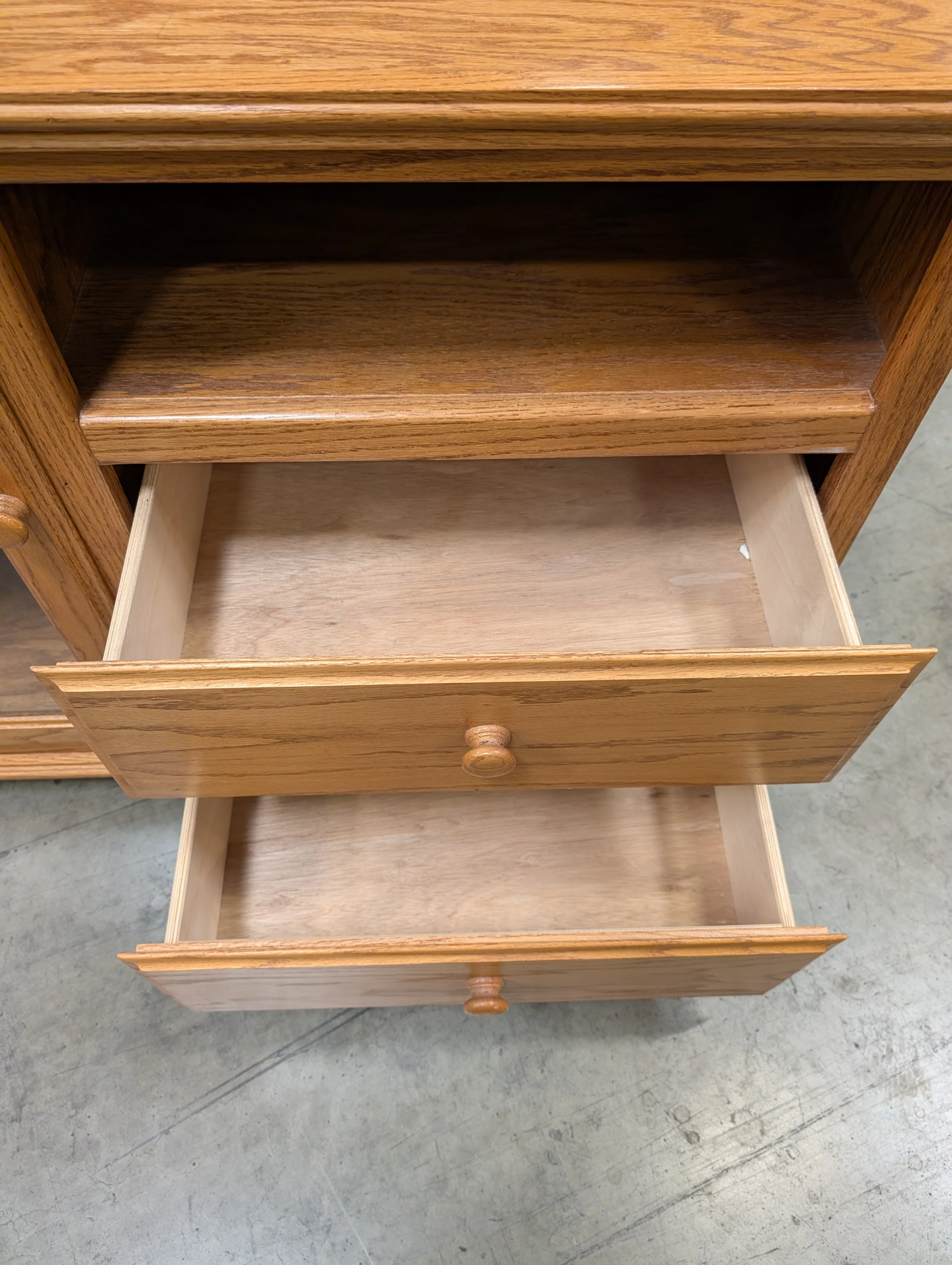 Solid Wood Media Console with Glass Door and Drawers - Image 4