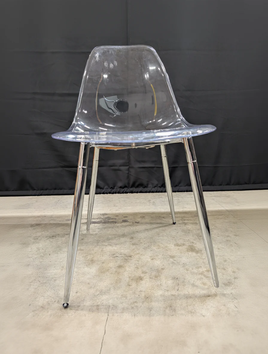 Contemporary Clear Acrylic Style Dining Chair with Chrome Base