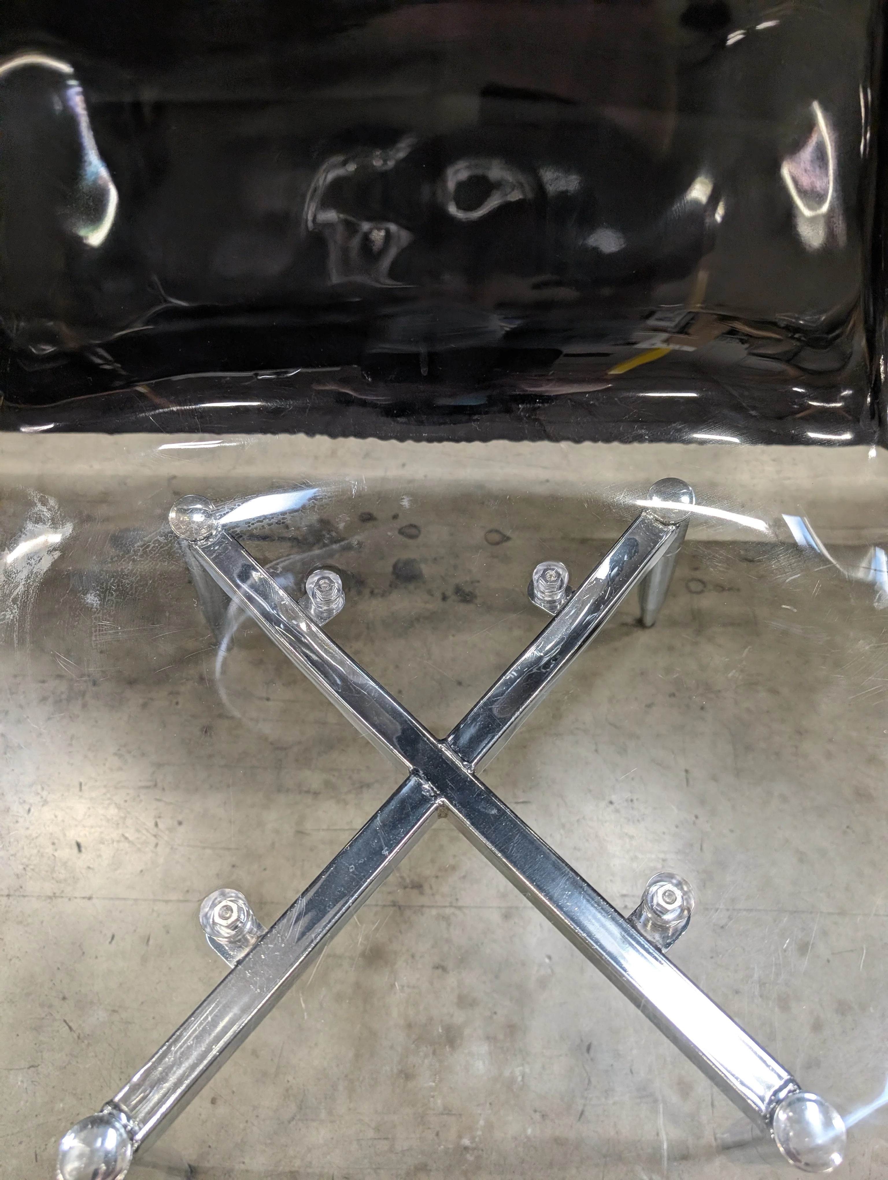 Contemporary Clear Acrylic Style Dining Chair with Chrome Base - Image 3