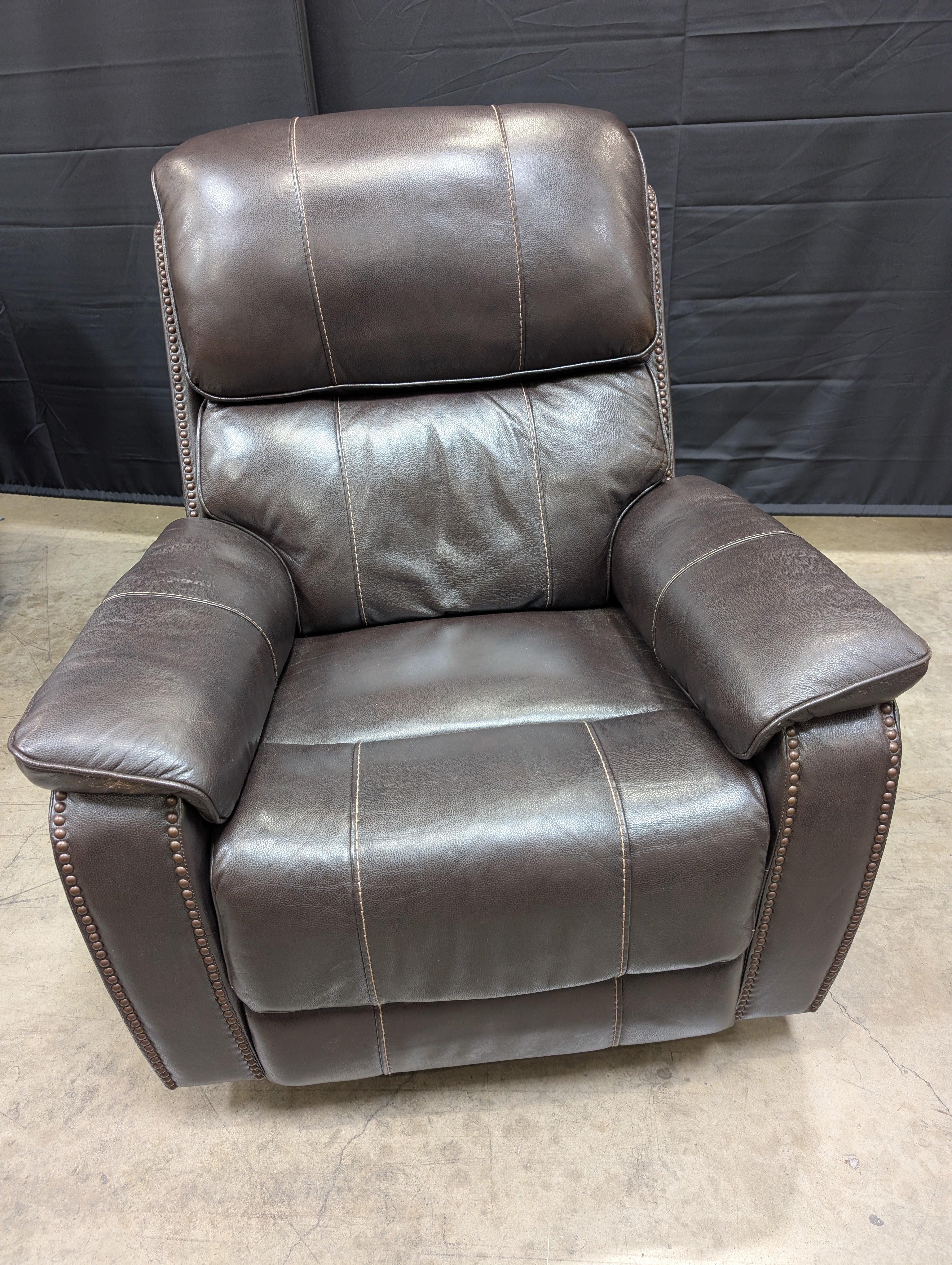 Dark Brown Swivel Electric Reclining Armchair - Image 2