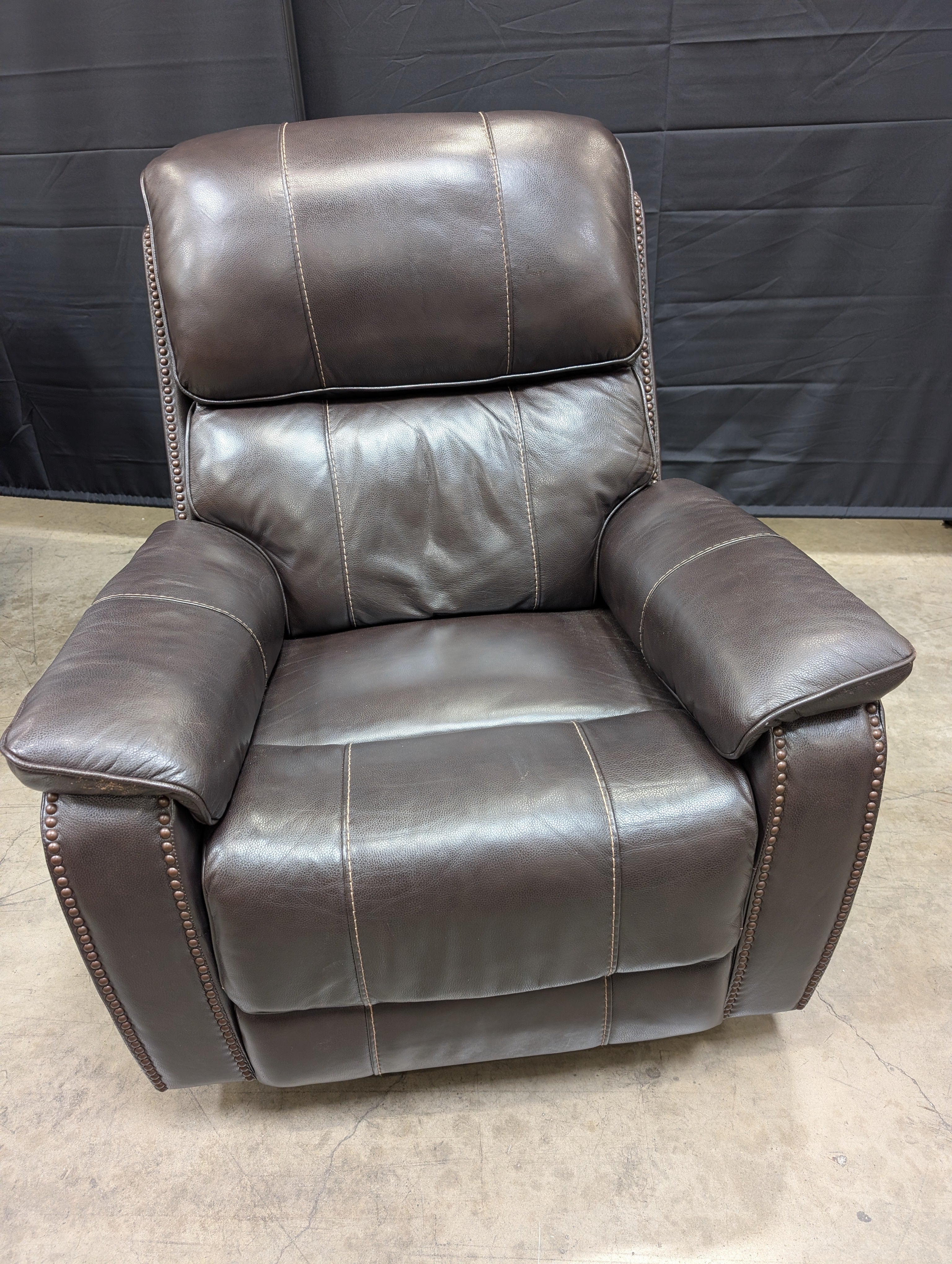 Dark Brown Swivel Electric Reclining Armchair - Image 3