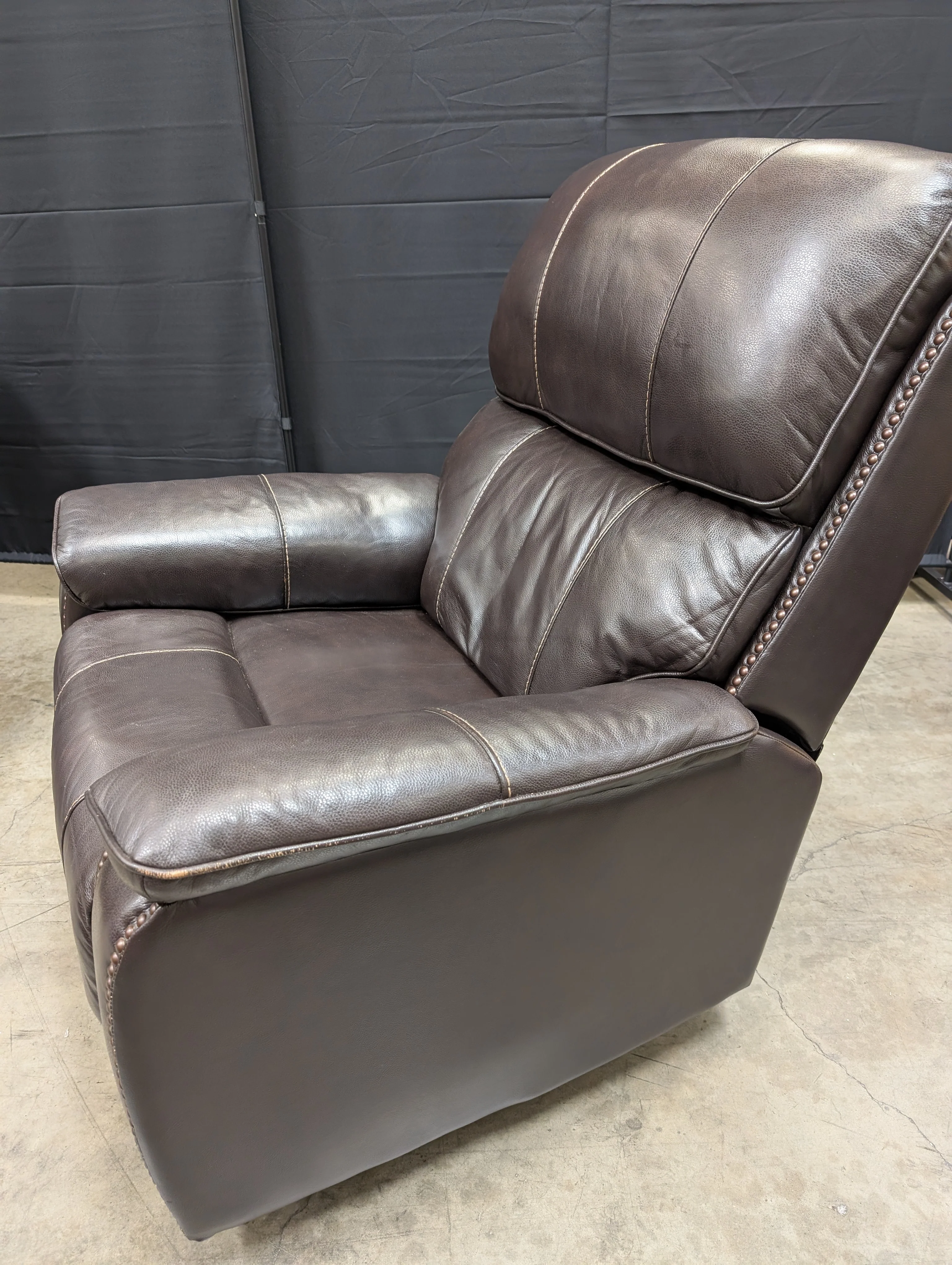 Dark Brown Swivel Electric Reclining Armchair - Image 5