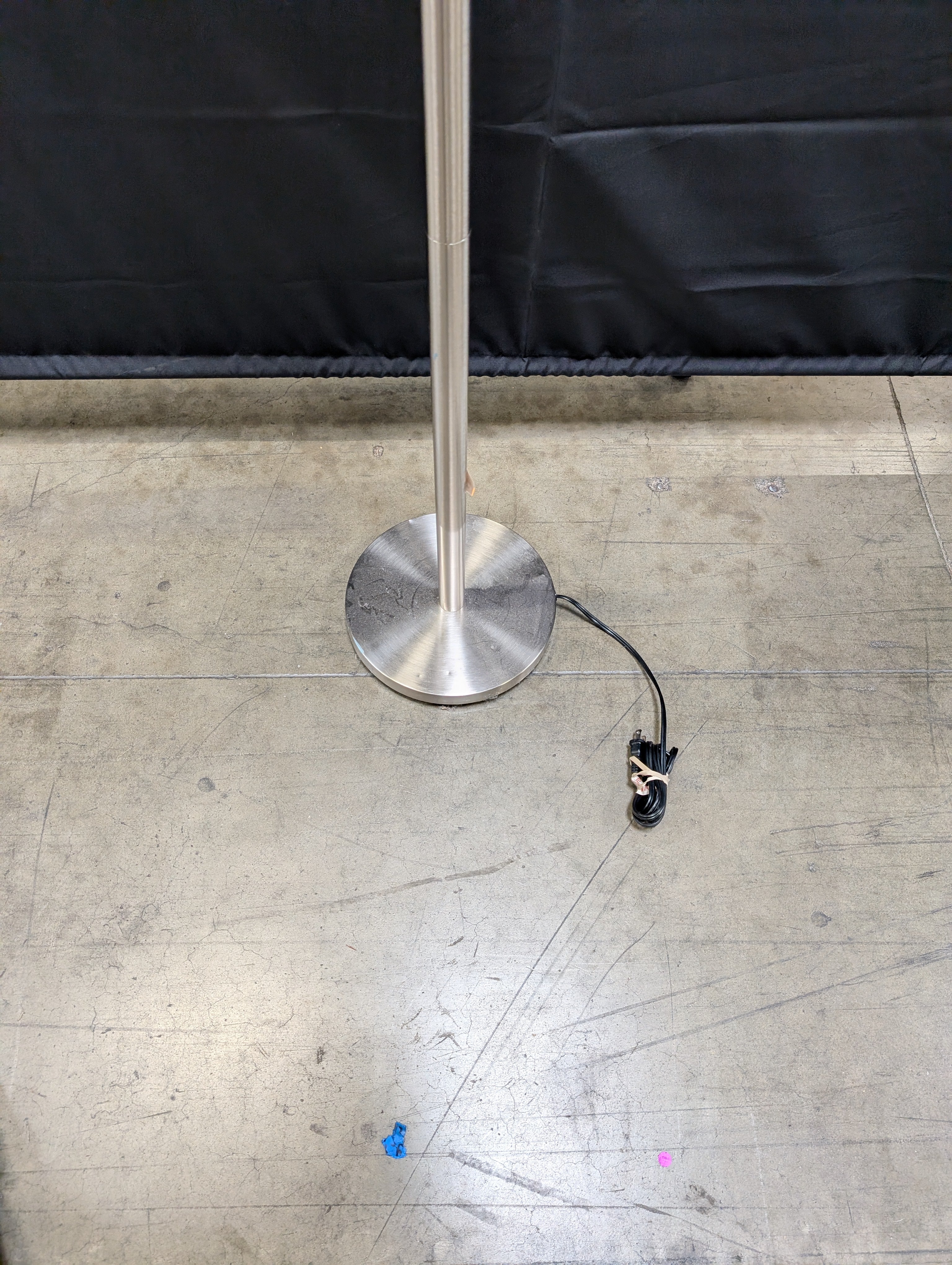Modern Brushed Nickel Torchiere Floor Lamp with Frosted Plastic Shade - Image 3
