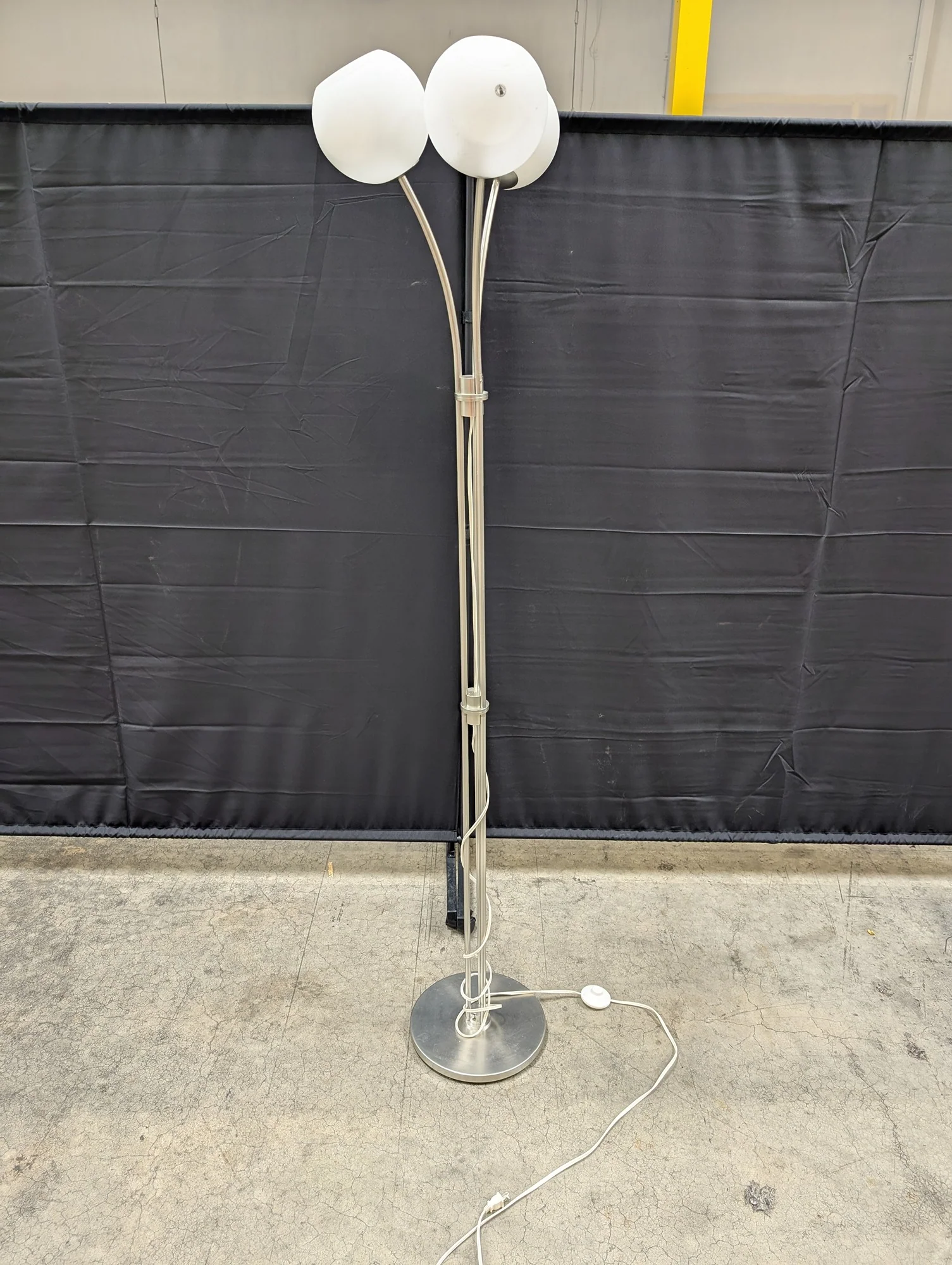 Modern Brushed Metal Multi-Head Floor Lamp with White Spherical Shades - Image 4
