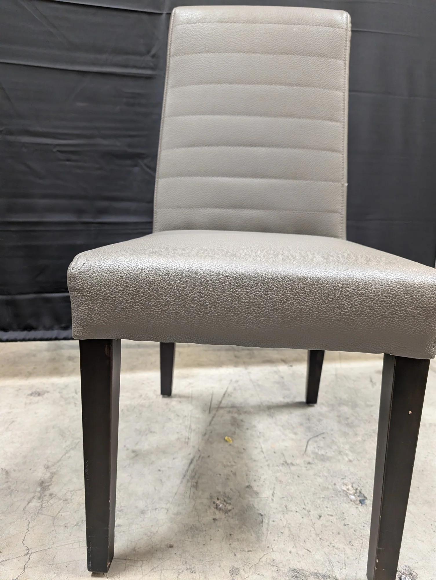 Contemporary Grey Faux Leather Dining Side Chair with Ribbed Back - Image 2