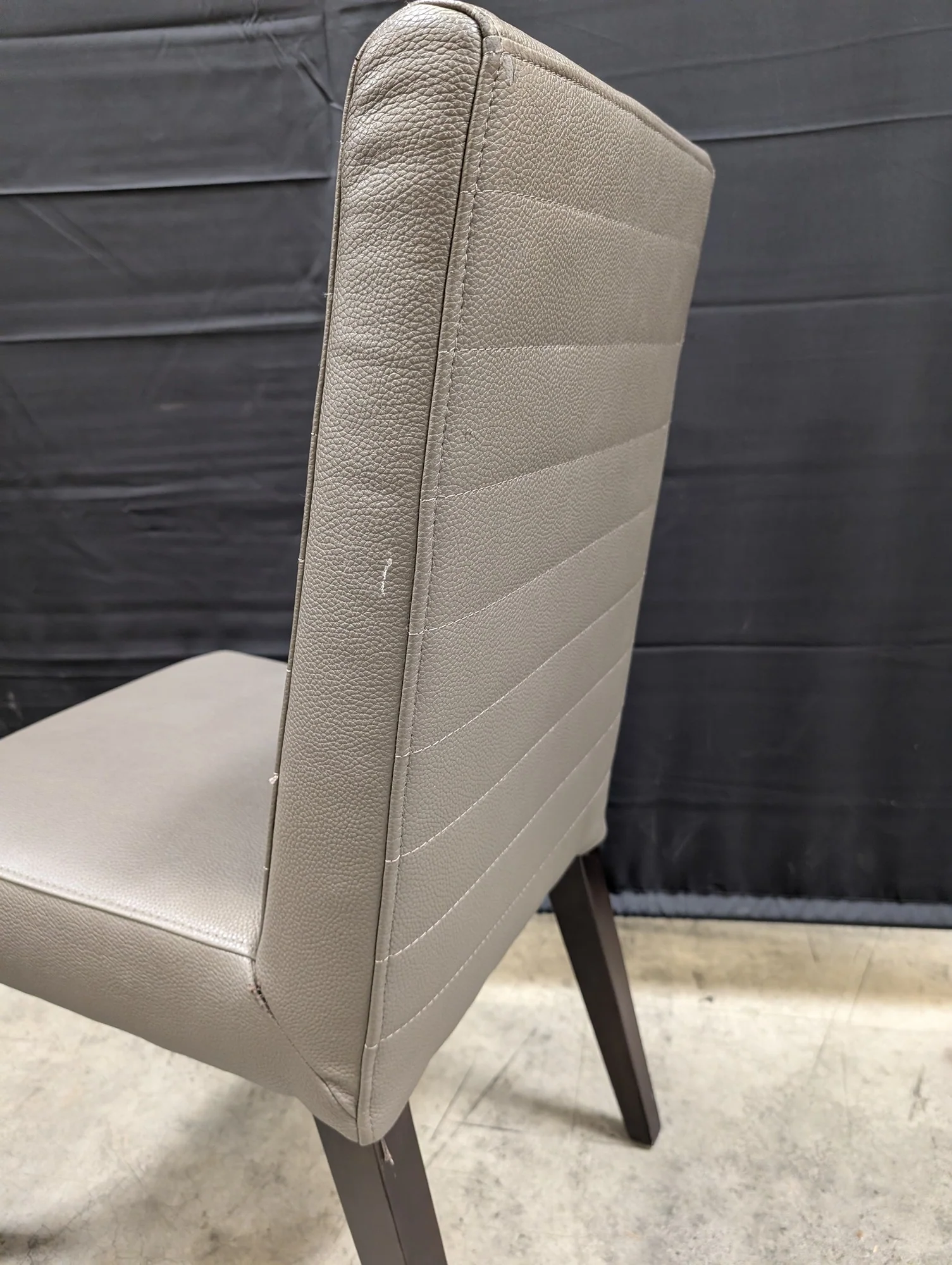 Contemporary Grey Faux Leather Dining Side Chair with Ribbed Back - Image 3