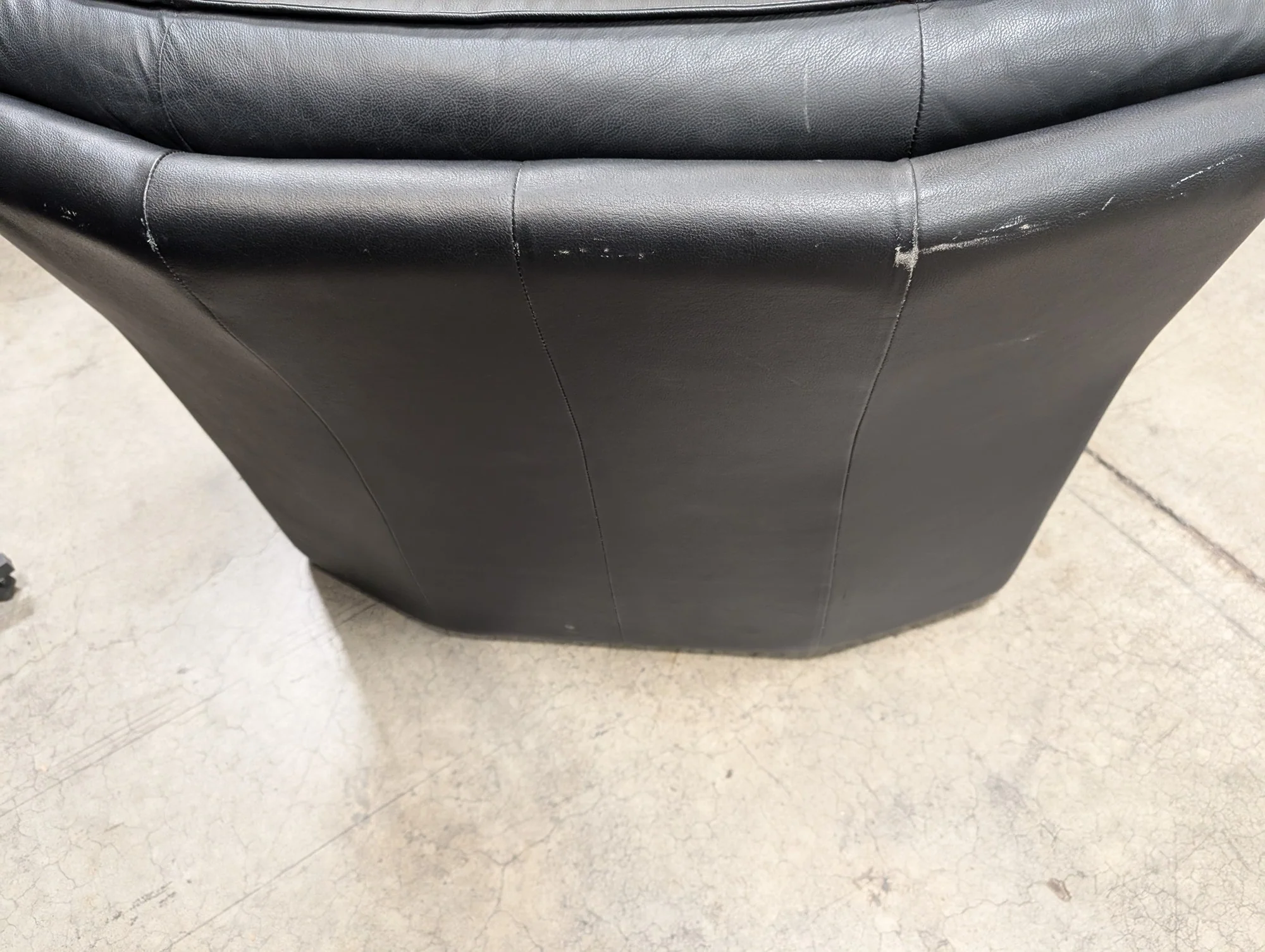 Contemporary Black Leather Lounge Chair with Arched Metal Base - Image 4