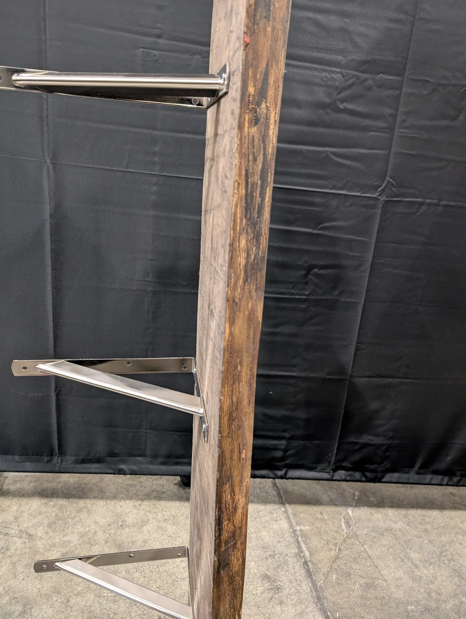 Rustic Wood Wall Shelf with Metal Brackets - Image 3
